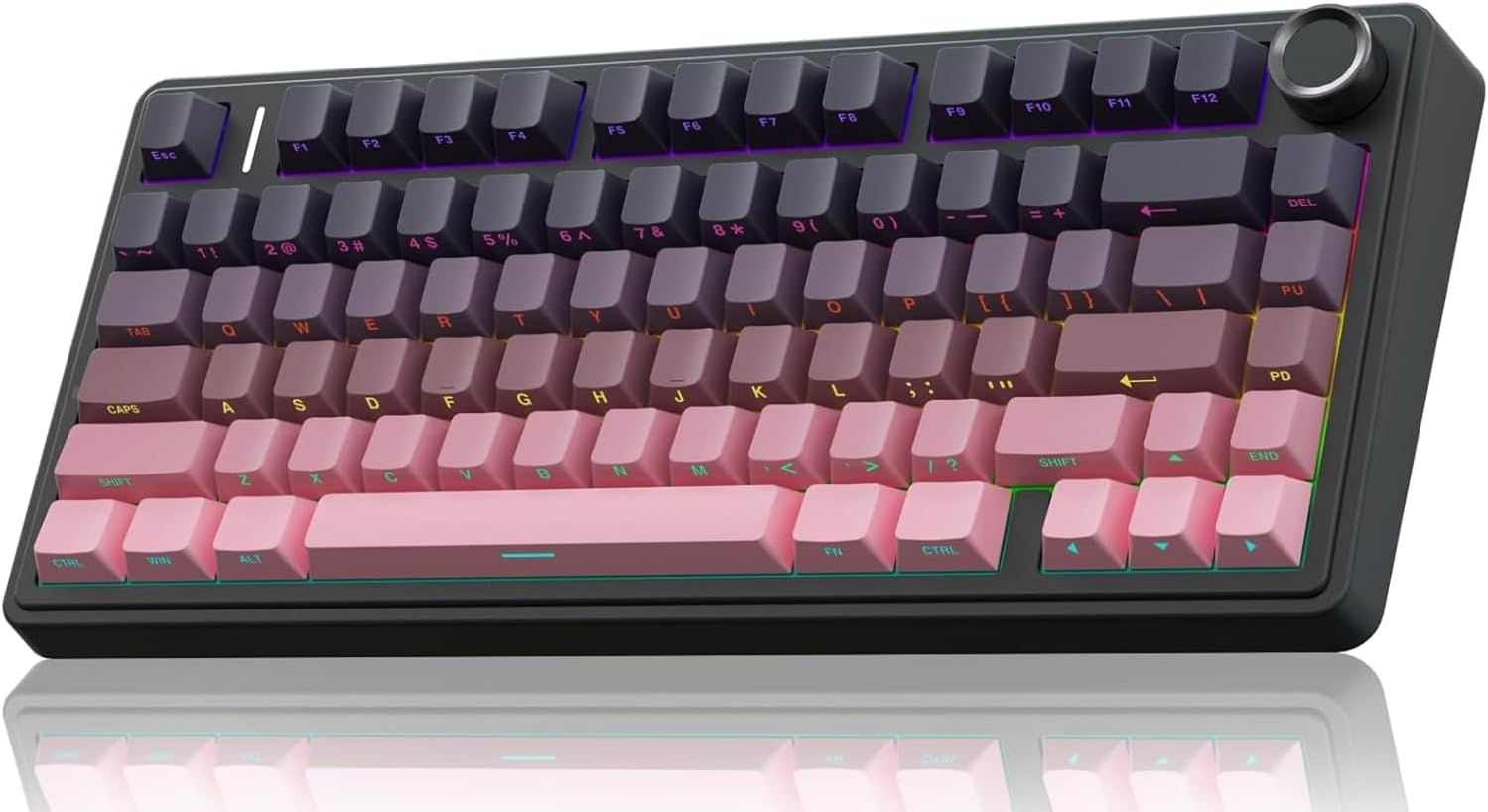 Aula F75 Wireless Mechanical Keyboard,Creamy Keyboard with RGB Backlit Hot Swappable, 81 Keys 75% Layout Gaming Keyboard, Bluetooth/2.4Ghz/Type-C, Creamy Sounding-Gradient Grey