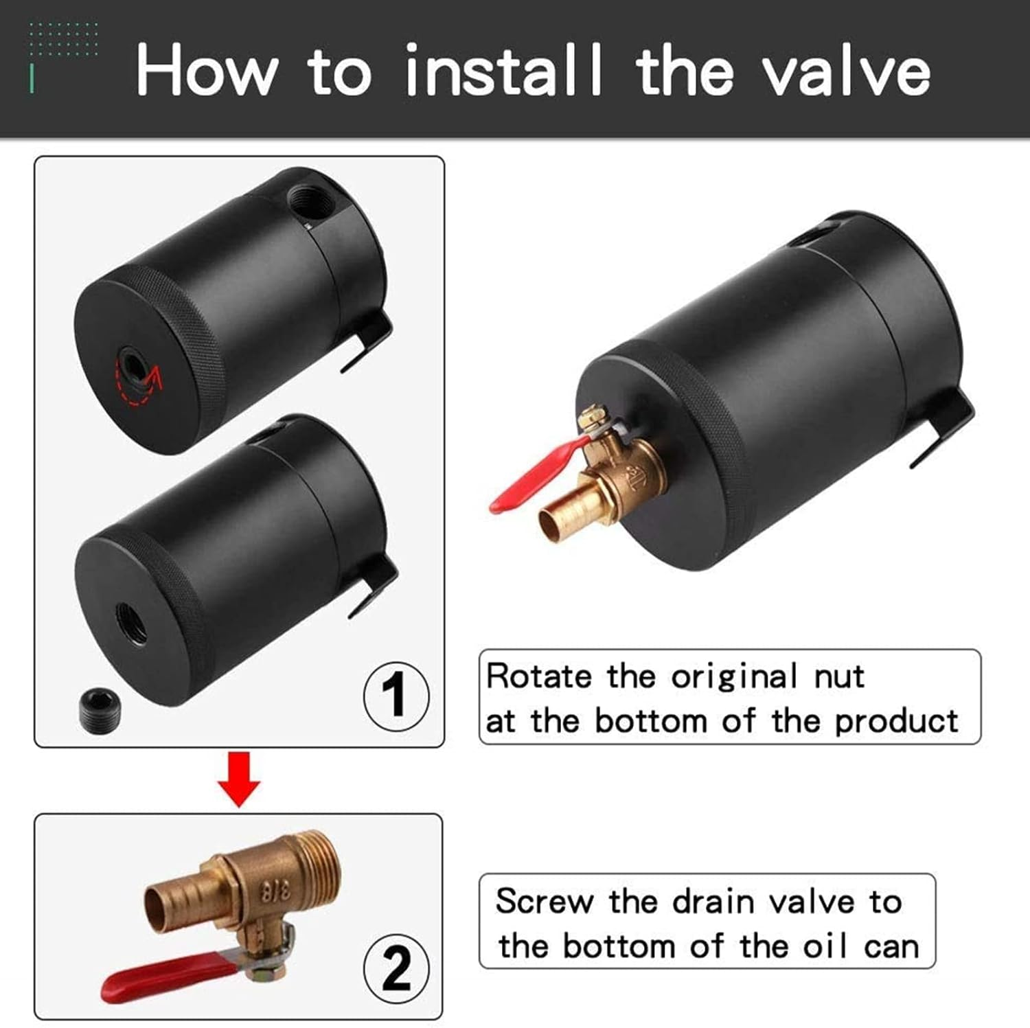 Sporacingrts 3 Port Oil Catch Can, 1 Oulet + 2 Intlet Compact Baffled Engine Oil Reservoir Tank with Breather Filter + Drain Valve image number 5