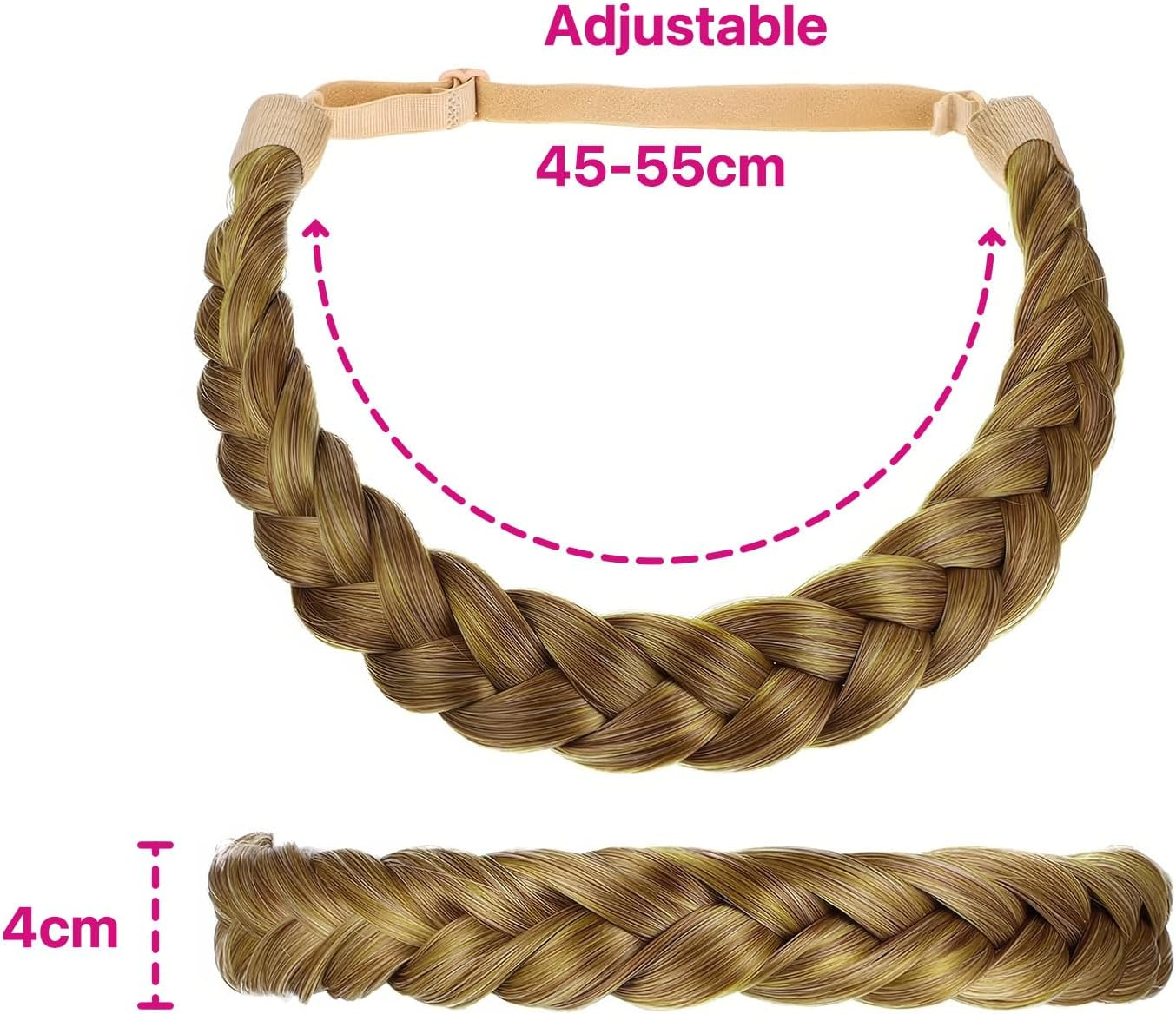 DHWEKU Costume Headband Dirndl Hair Band Braided Headband Women'S Braided Headband Hair Band 3 Strands Synthetic Hair Costume Headband Hairpiece for Wedding Christmas image number 1