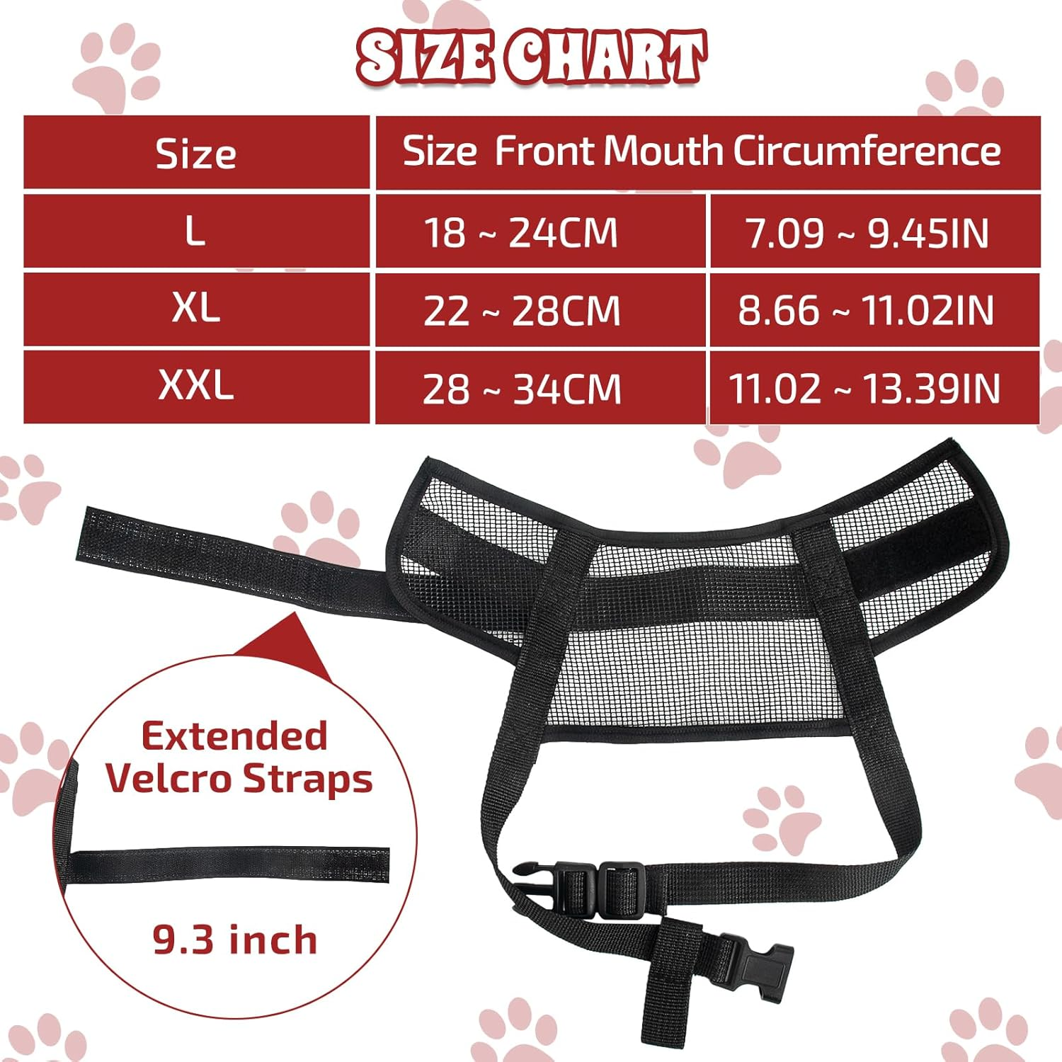 Byhoo Dog Muzzle Cover for Large Medium and Small Dogs Comfortable & Adjustable with Ultra-Breathable Soft Mesh Prevent Biting Barking and Chewing (Fits Mouth Size 8.66-11.02 Inches)