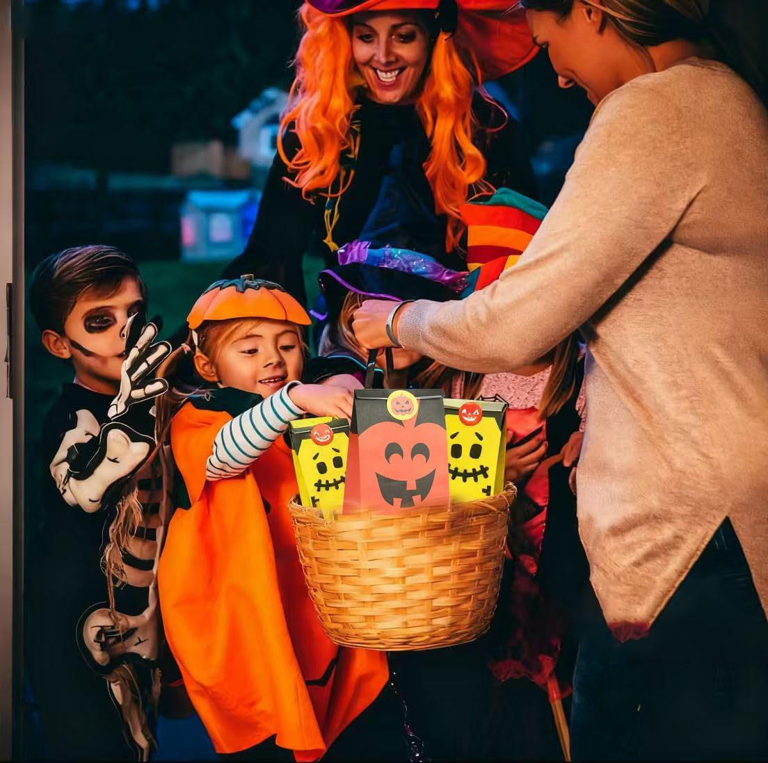 Halloween Paper Bags, 24 Pcs Halloween Goodie Bags, Trick or Treat,Treat Bag for Wrapping, Party Favor, Decration, Candy, Cookie Bag 18X10X6Cm image number 4