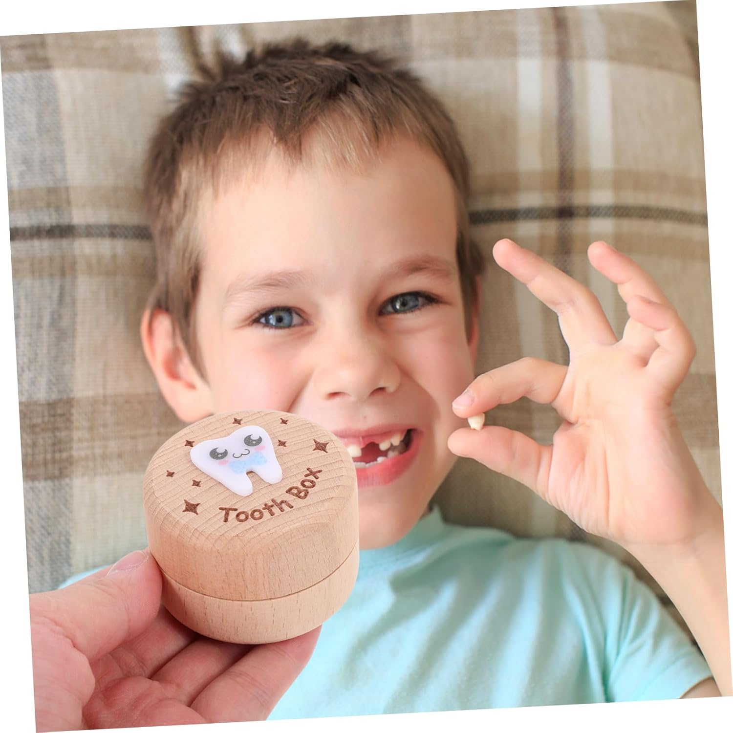 Yardwe Deciduous Tooth Box Wooden Teeth Keepsake Box Storage Container Teething Saver image number 3