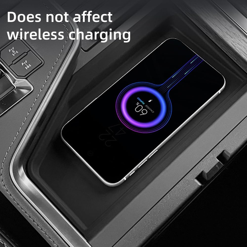 1PCS Black Center Console Wireless Charging Protective Mat,Accessories Silicone Protection Pad Center Console Liner Interior,Non-Slip Silicone Protection Pad image number 6