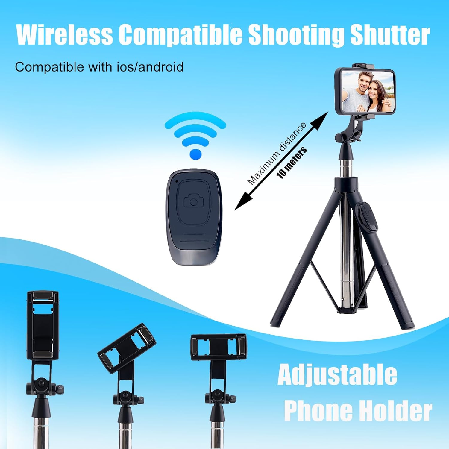 65" Cell Phone Selfie Stick Tripod,Smartphone Tripod Stand All-In-1 with Integrated Wireless Remote,Portable,Lightweight,Extendable Phone Tripod for 4''-7'' Iphone and Android (65&lsquo;&rsquo;) image number 1