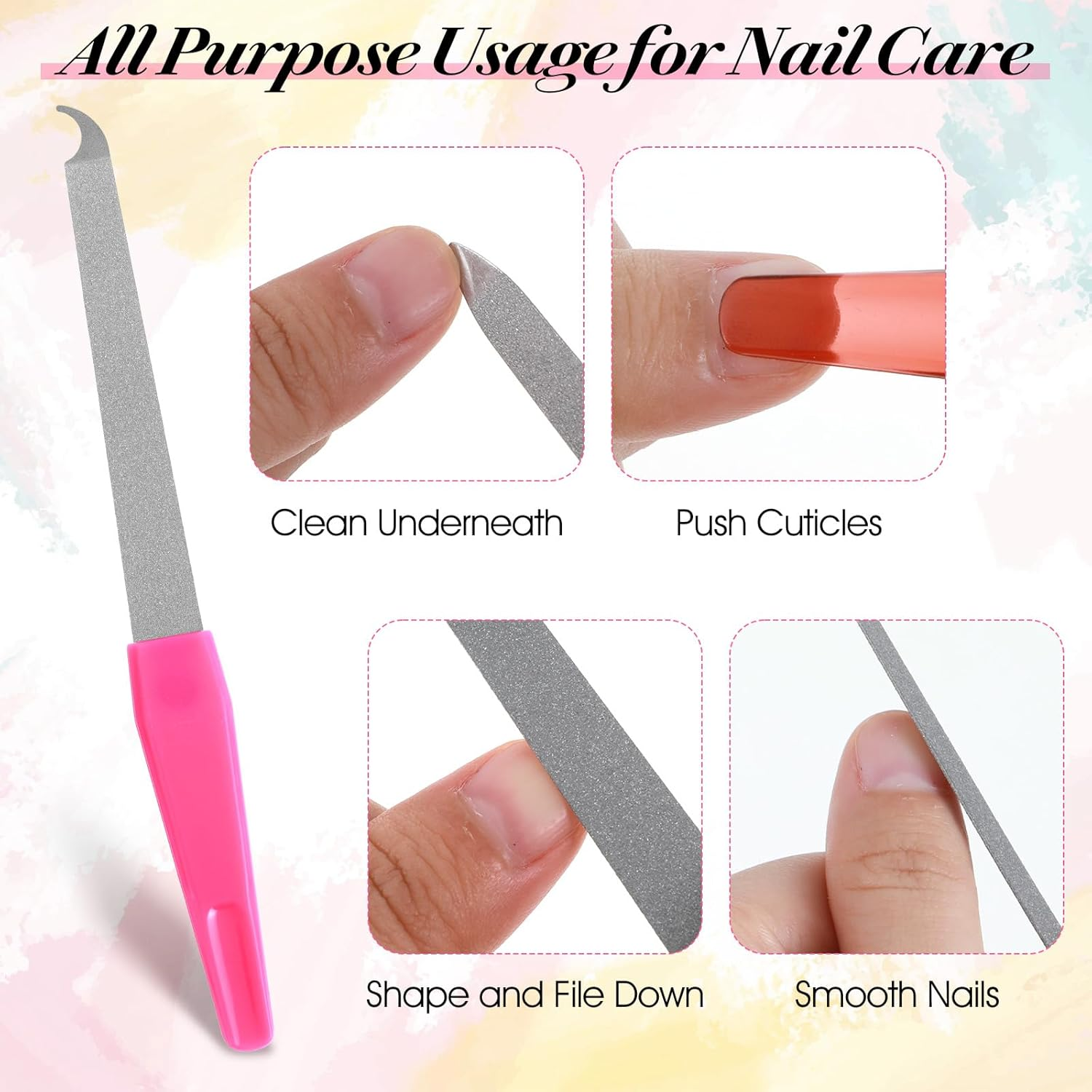 6 PCS Diamond Deb Nail File, Metal Nail File with Sharp Pointed Tip, Stainless Steel Fingernail Filer Curved Nails Files for Natural Nails, Double Sided Manicure Pedicure Toenails Tools for Salon Home image number 5