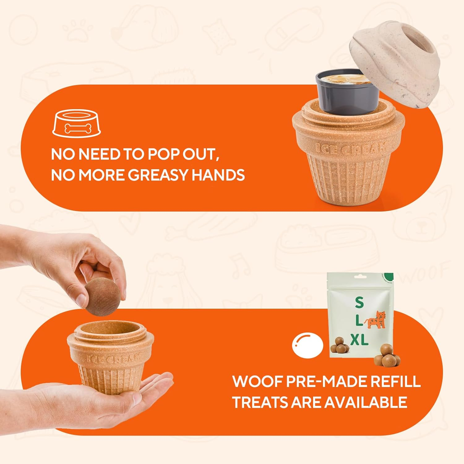 AUSCAT Dog Frozen Treat Toy,Treat Dispending Dog Toy, Slow Feeder Dog Toy to Keep Dog Busy, Ice Cream Shape image number 4