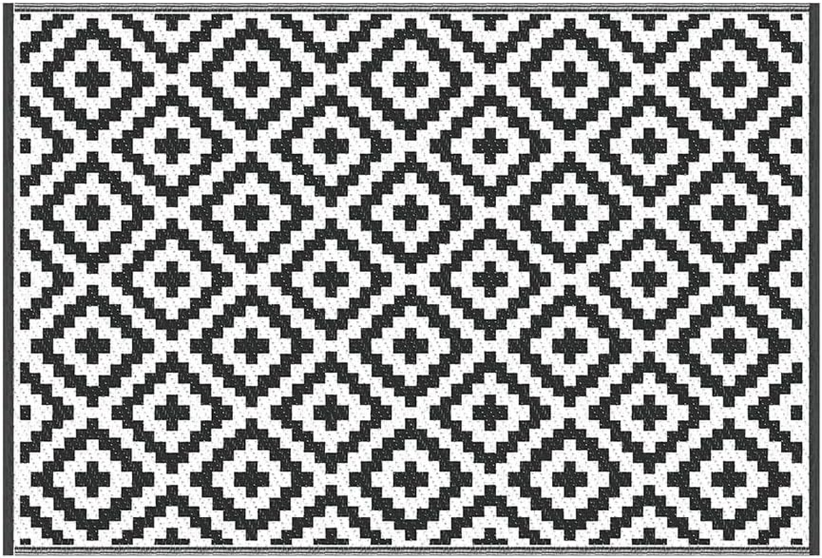 Gardeon Outdoor Rugs, 120X180Cm Large Carpet, Reversible Area Mat, PP Dual-Sided Patio Rug for RV, Backyard, Deck, Camping, Picnic, Cross Design image number 1