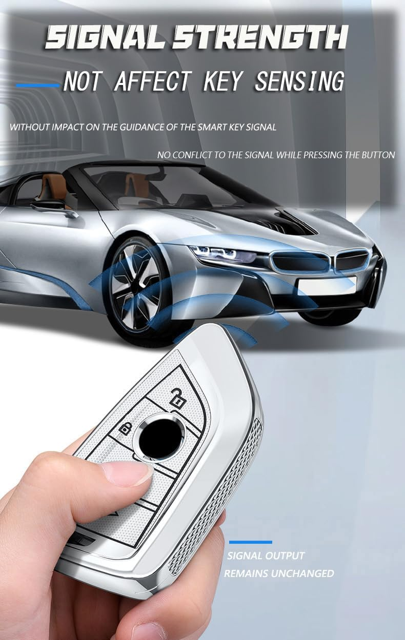 Ontto PC Car Key Fob Cover Fit for BMW G30 G05 X5 F15 X6 F16 7 Series G11 X1 F48 F39 X4 X3 F40 2021 4 Buttons Smart Key Case Shell Keyring Key Holder Bag Keychian Accessories - A-Golden image number 4