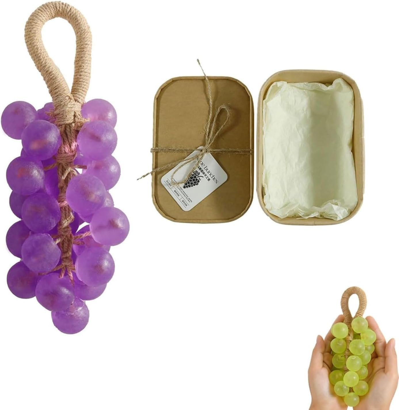 Handmade Crystal Grape Soap on a Rope, Moisturizing Essential Oil Soap for Hand, Face & Body, Decorative for Women & Men, Long Lasting Fragrance Gift (3) image number 2