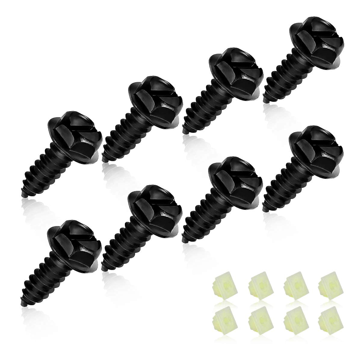 Universal License Plate Screws for Fastening License Plates, Nylon Screw Inserts, Frames and Covers on Cars and Trucks (Black) image number 2