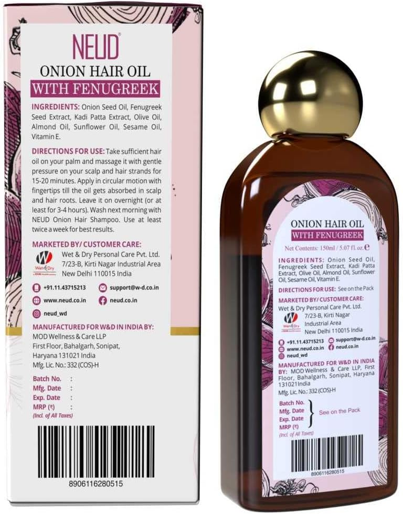 NEUD Xpose Yourself Onion Hair Oil with Fenugreek for Men & Women - 1 Pack (150 Ml) image number 1