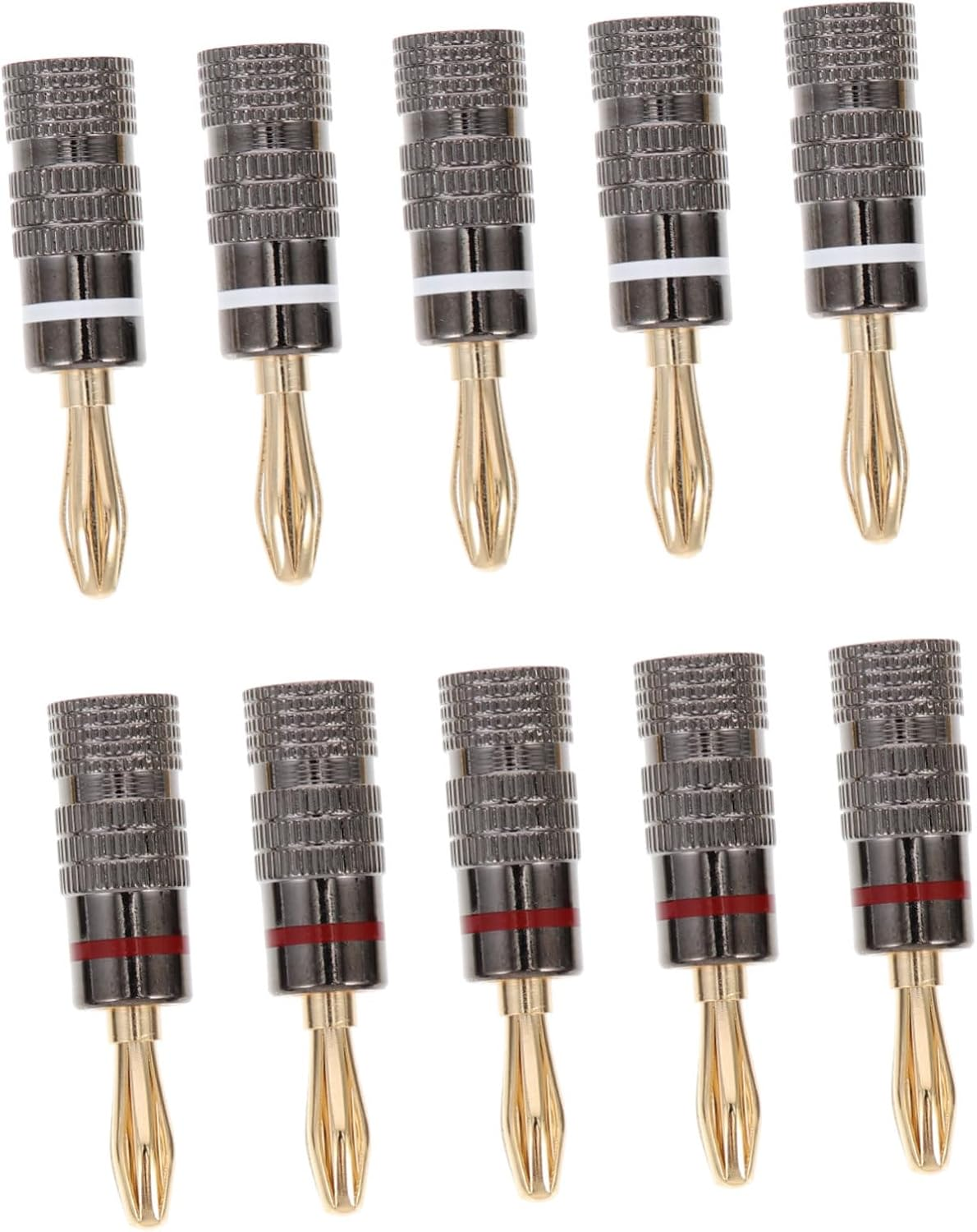 CHICAMPERA 10Pcs Copper Banana Plugs Speaker Wire Connectors Audio Jack for Hi-Fi Audio Systems Home Theater Sound Setup