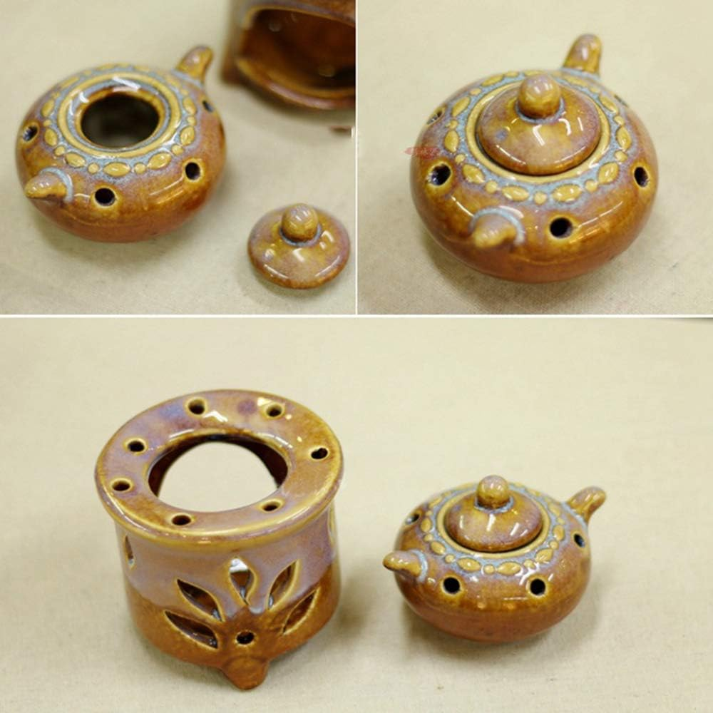 Sculpture Statue Antiques Collectables，Ceramic Tealight Candle Holder Oil Burner, Essential Oil Incense Aroma Diffuser Furnace Home Bedroom Decor Christmas Housewarming Gift,B (Color : A)
