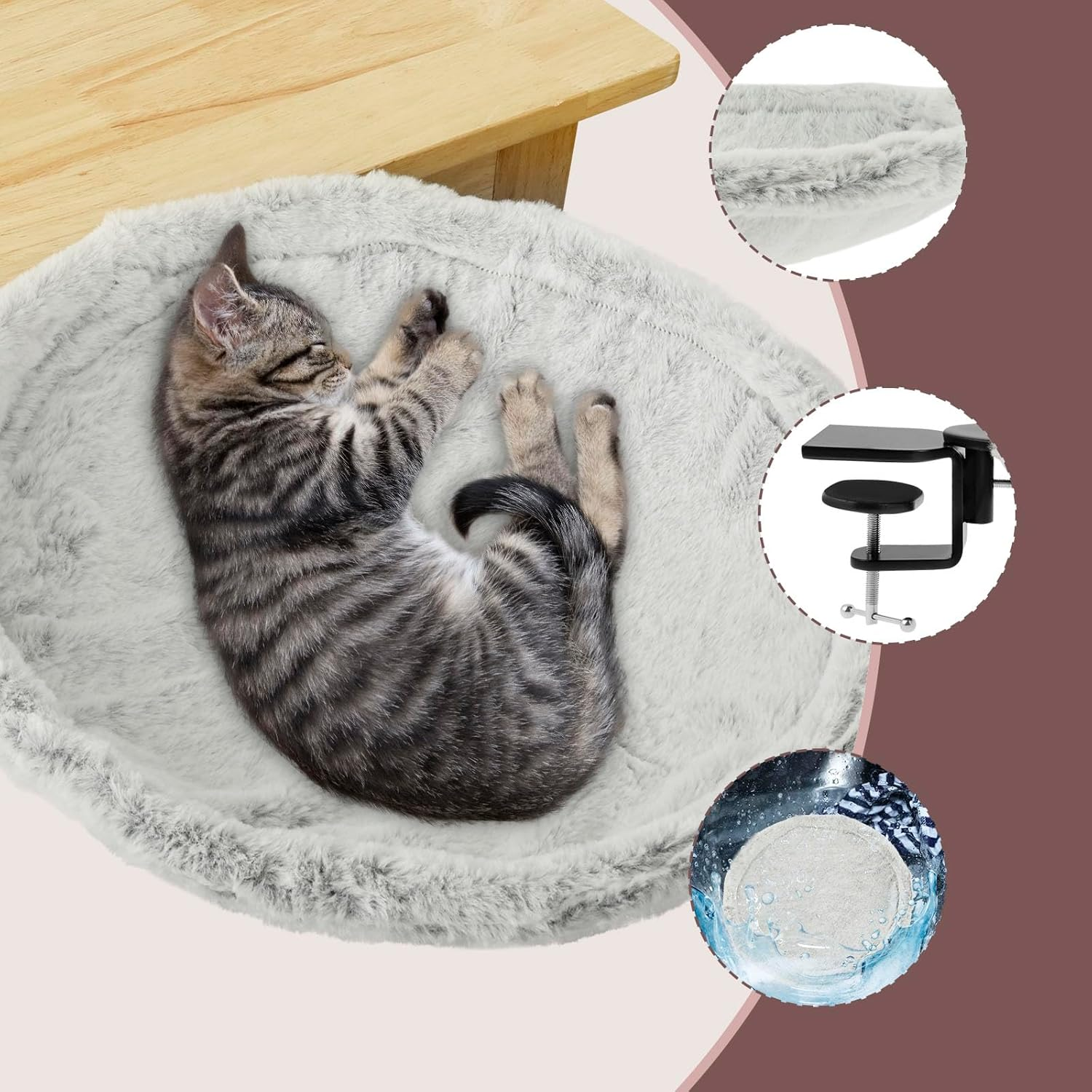 Felt Cat Hammock Strong Weight Bearing Capacity Cat Desk Bed Stable Support Desk Kitten Hammock Pet Nest Bed Space Saving for Table