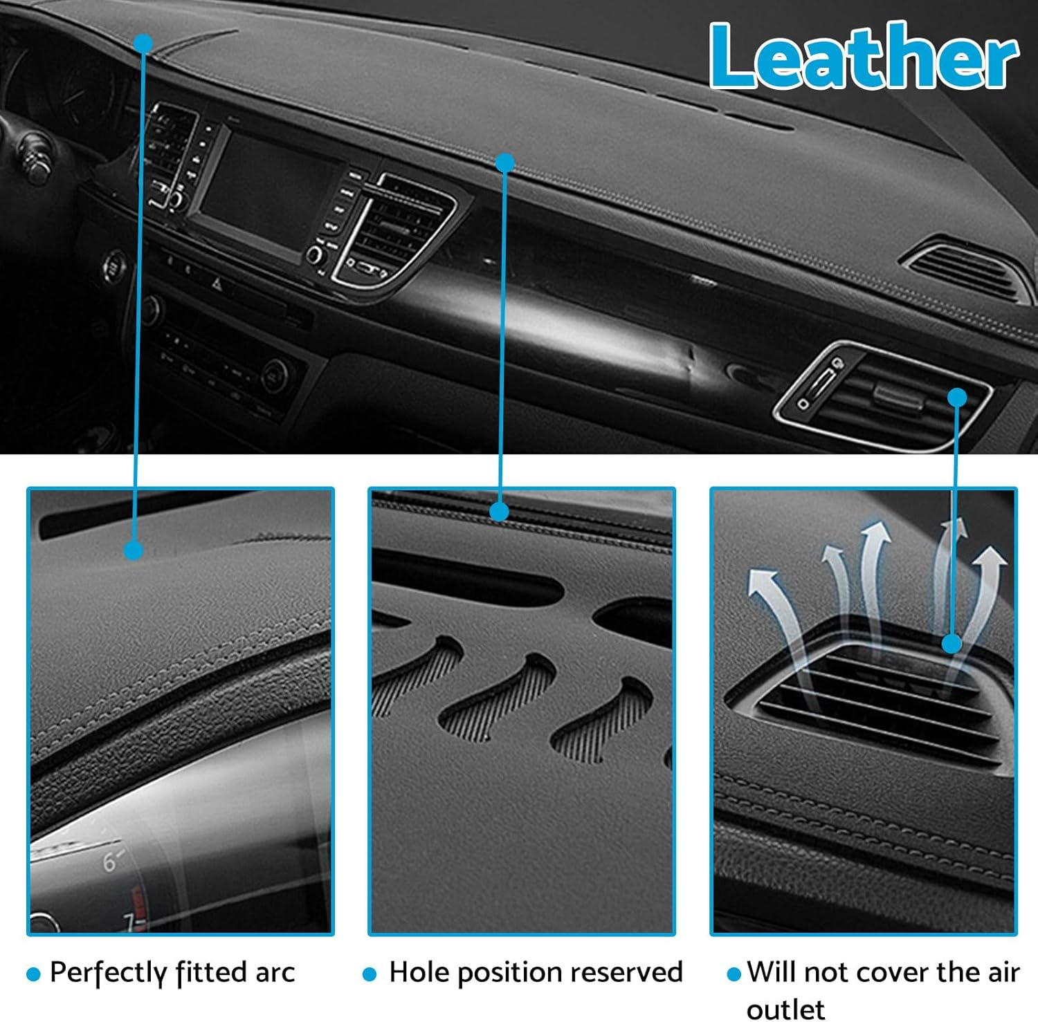 Dash Mat Microfiber Leather Black Suitable for Ford Ranger Next-Gen 2022-Current image number 2