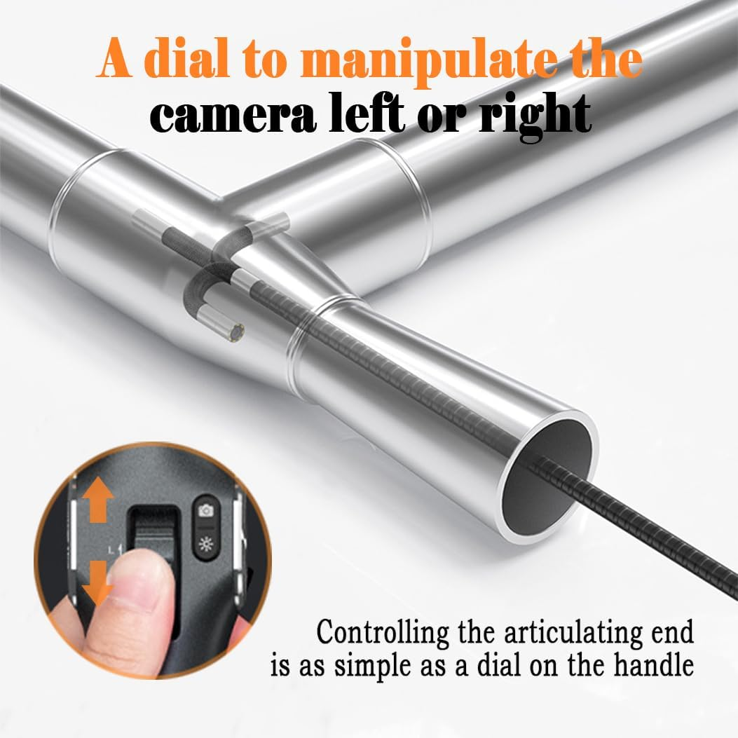 Articulating Borescope, TD500 8.5Mm Video Endoscope Inspection Camera with 5 Inches IPS Screen, Two-Way Articulation Probe, Fiber Optic Videoscope for Automotive Aircraft Mechanics (5Ft, 0.33Inch) image number 5