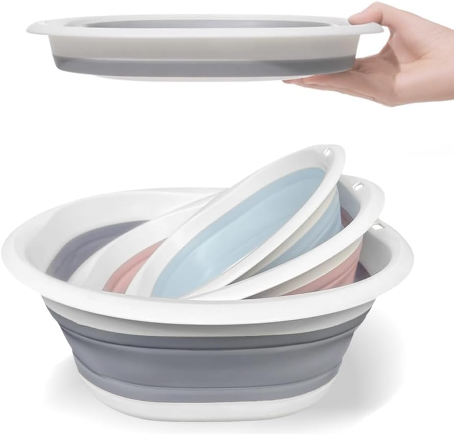 YOOGAO Home Collapsible Wash Basin, Plastic+Tpr Buckets, Portable and Space Saving, Multi-Function Use, Large and High Capacity (Pack of 3) image number 6