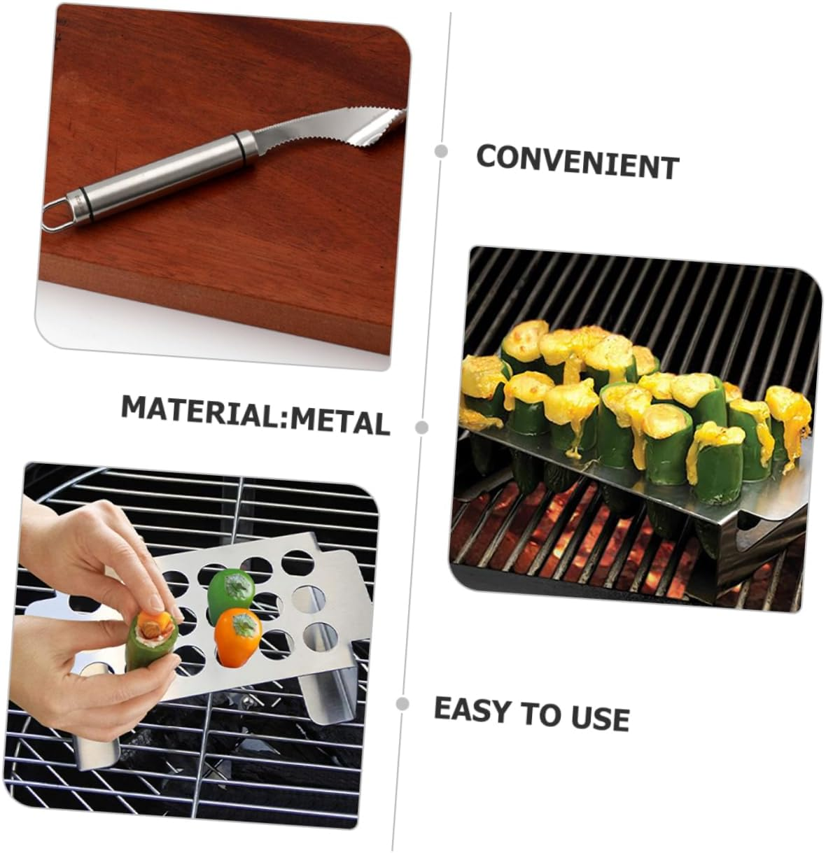 Ciieeo Stainless Steel Jalapeno Grill Holder and Chili Corer Tool for Outdoor Barbecue High Temperature Resistant Roasting Rack for Grilled Peppers and Chicken Legs Easy to Clean Bbq image number 6