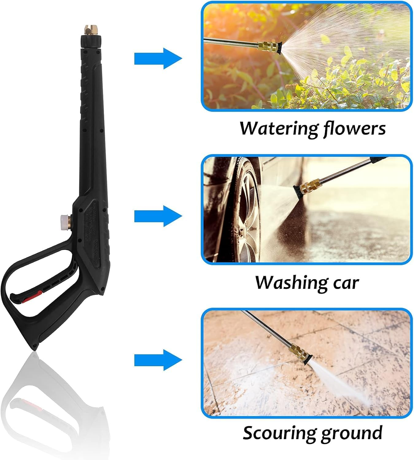 WXNANY High Pressure Washer Gun with Extension Wand 5 Adjustable Nozzle Tips for Cars Fences Driveways Patios, M22-14Mm Fitting, Max 3600 PSI, 6.6GPM image number 5
