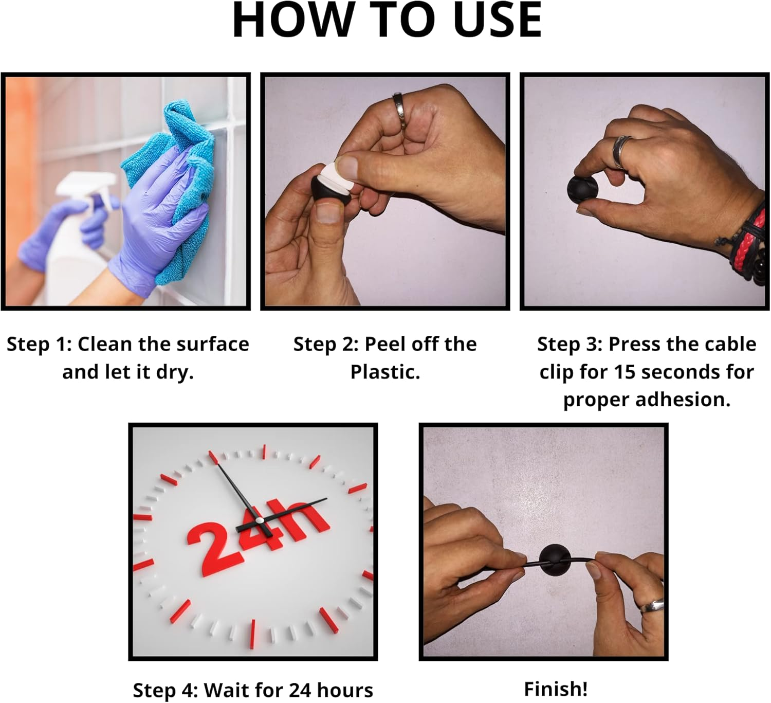 Nexttrenddot Cable Management 24 Pack Clips Cord Organizer Adhesive Hooks for Office Home Desks Multipurpose Pen Brush Holder image number 2