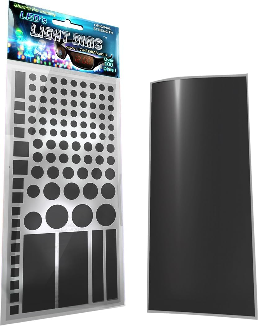 Lightdims Original Strength - Light Dimming LED Covers/Light Dimming Sheets for Routers, Electronics and Appliances. Dims 50-80% of Light. Same Product Just Different Packaging.