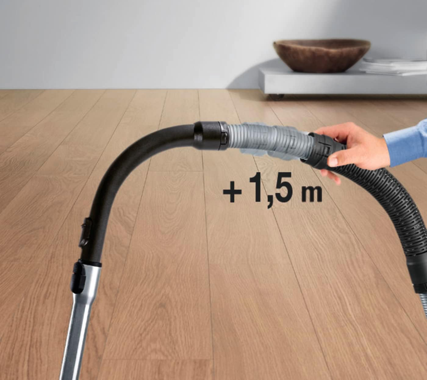 Miele SFS 10 Flexible Suction Hose Extension, Practical Vacuum Cleaner Hose Extension for an Additional 1.5 Metres Reach, Black
