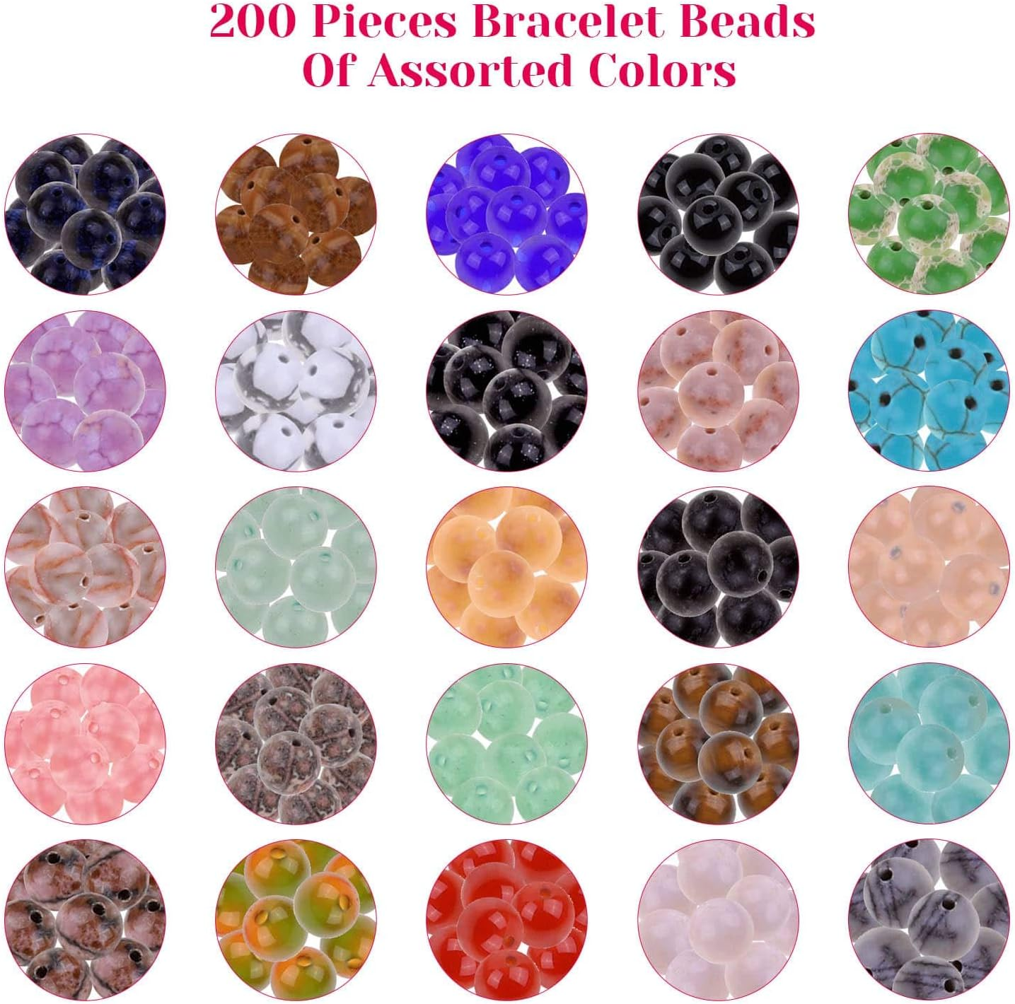 Natural Stone Beads, Cridoz 200Pcs Gemstone Beads with Assorted Color for Jewelry Making Bracelet Necklace image number 5
