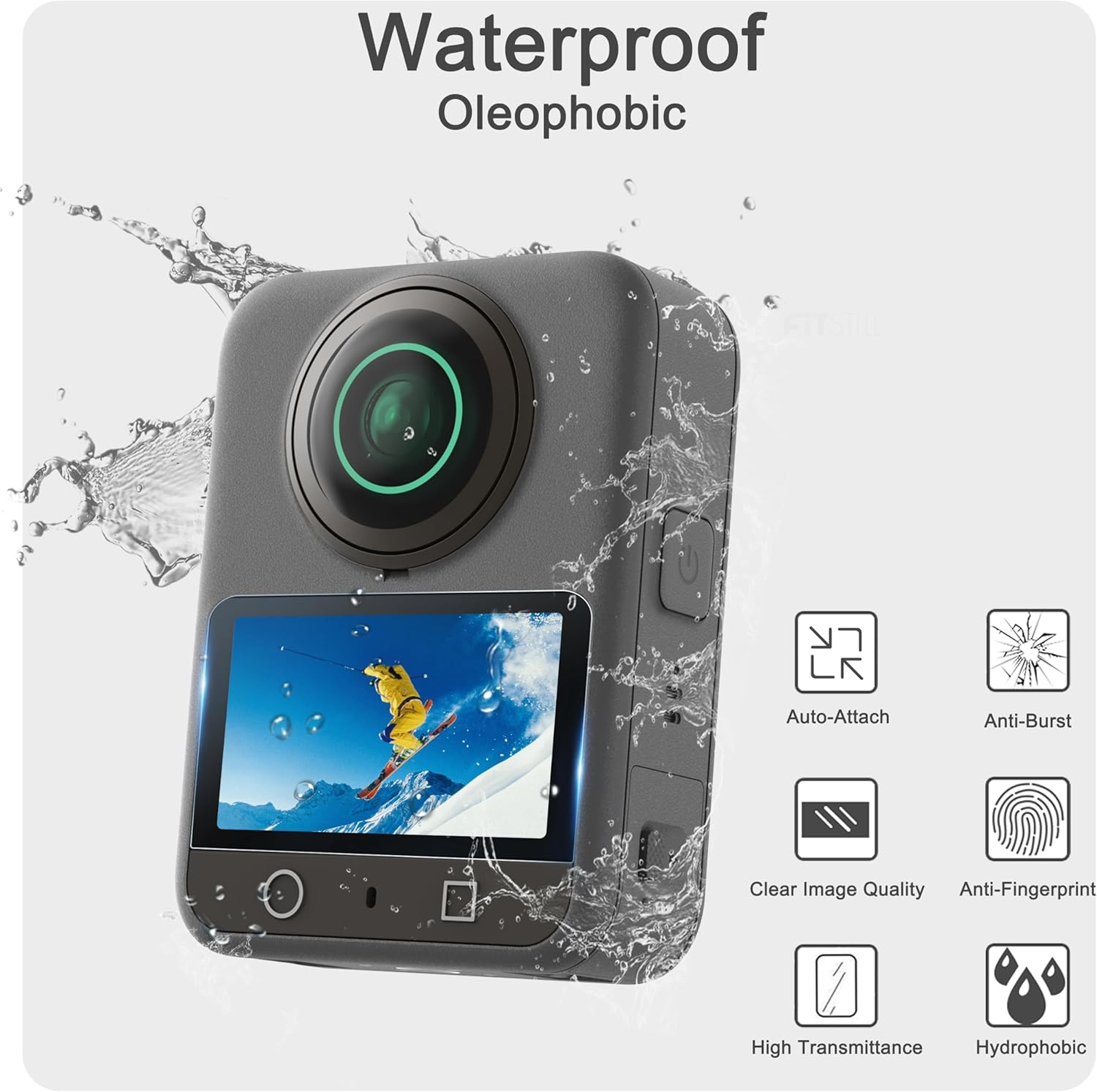 Fitstill Screen Protector 3 Set for DJI OSMO 360, Optictempered Glass 9H Hardness HD Anti-Fingerprint，Osmo 360 Accessories image number 2