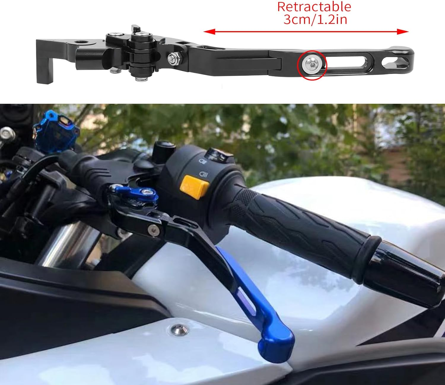 CHIFUN Brake Lever and Clutch Lever Set Replacement for Kawasaki Ninja 400 Ninja 300R 250R Z300 Aluminum Motorcycle Handlebar Lever Foldable Length Adjustable(Black) image number 2