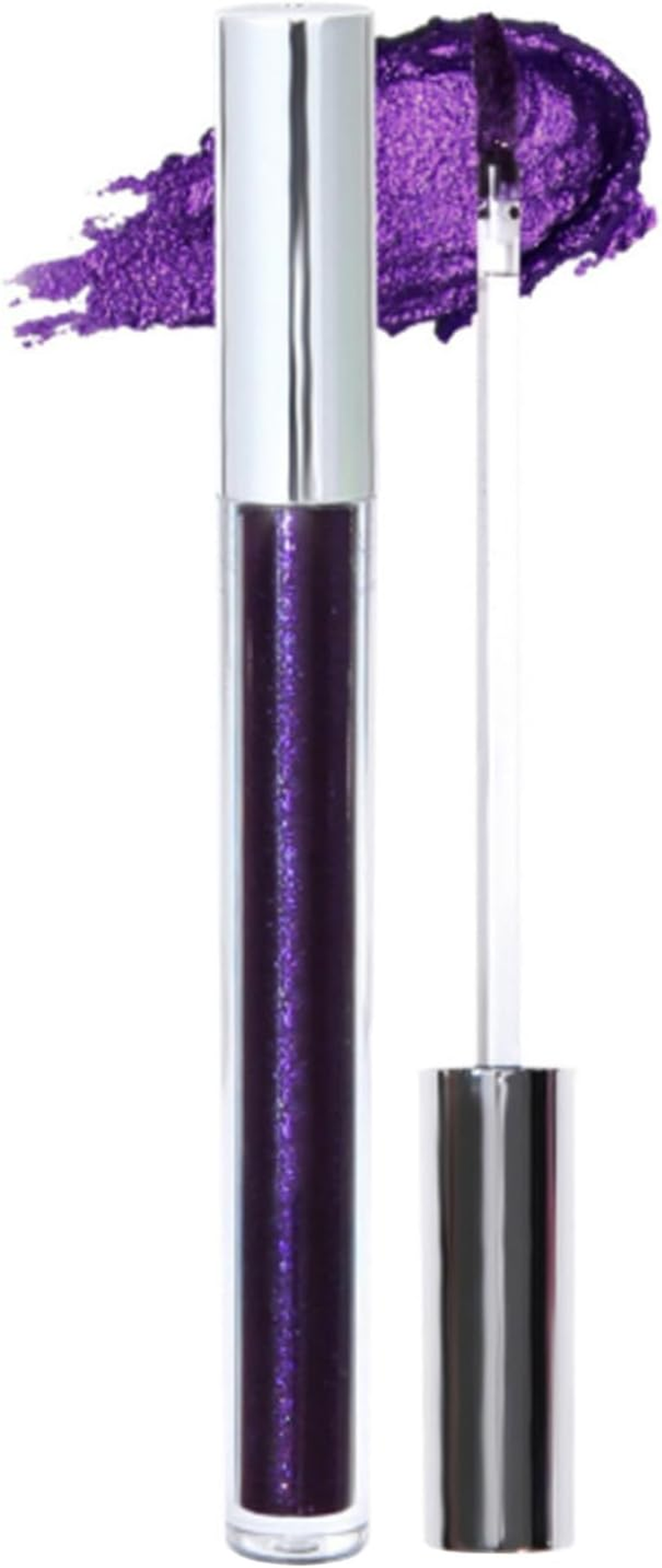 Yeahdor Metallic Glitter Liquid Lipstick Smudge Proof Waterproof Lip Gloss Long Lasting Vibrant Color Non Stick Cup Lightweight Feel Gold One Size - Dark Purple image number 6