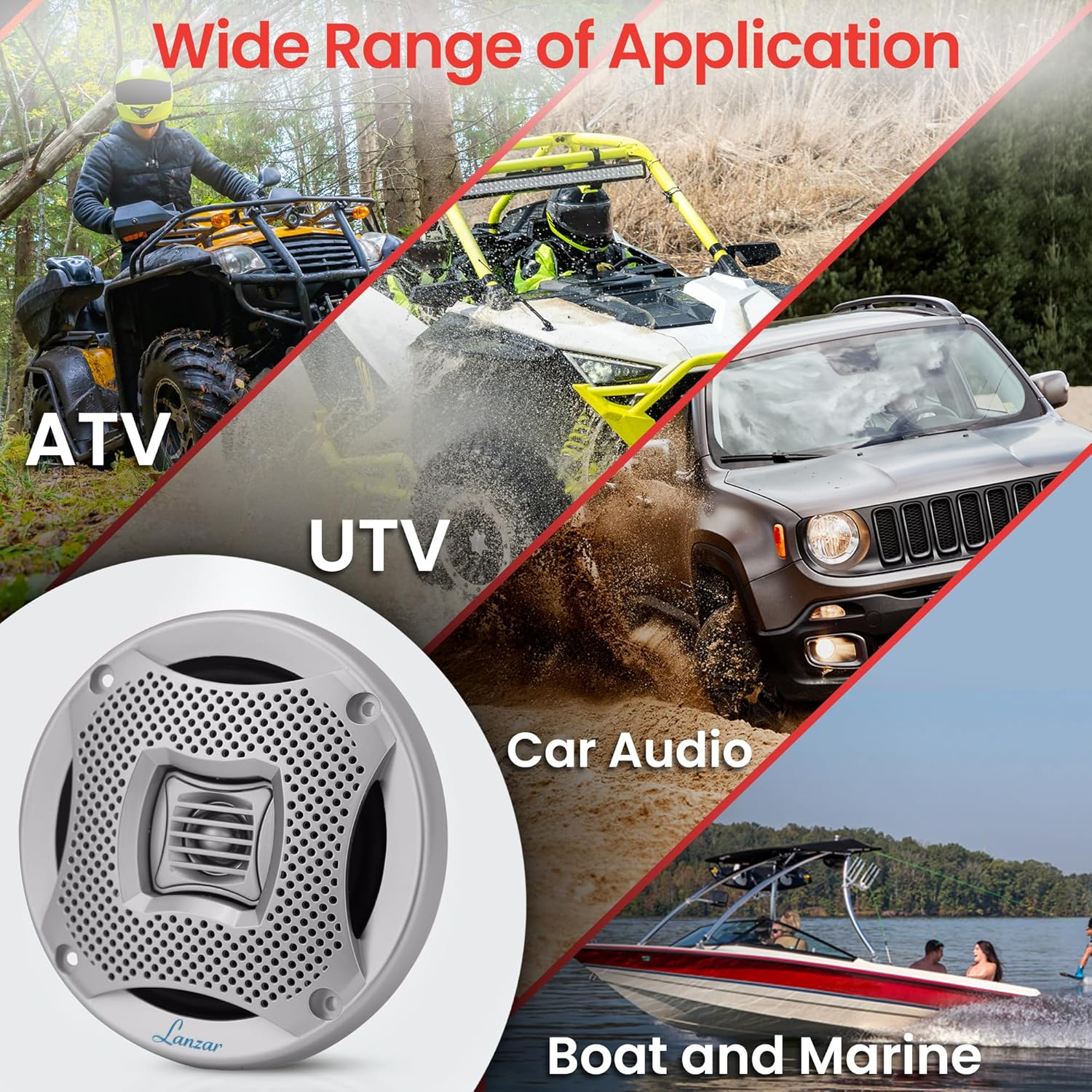 Lanzar AQ5CXS 400 Watts 5.25-Inch 2-Way Marine Speakers Silver image number 1