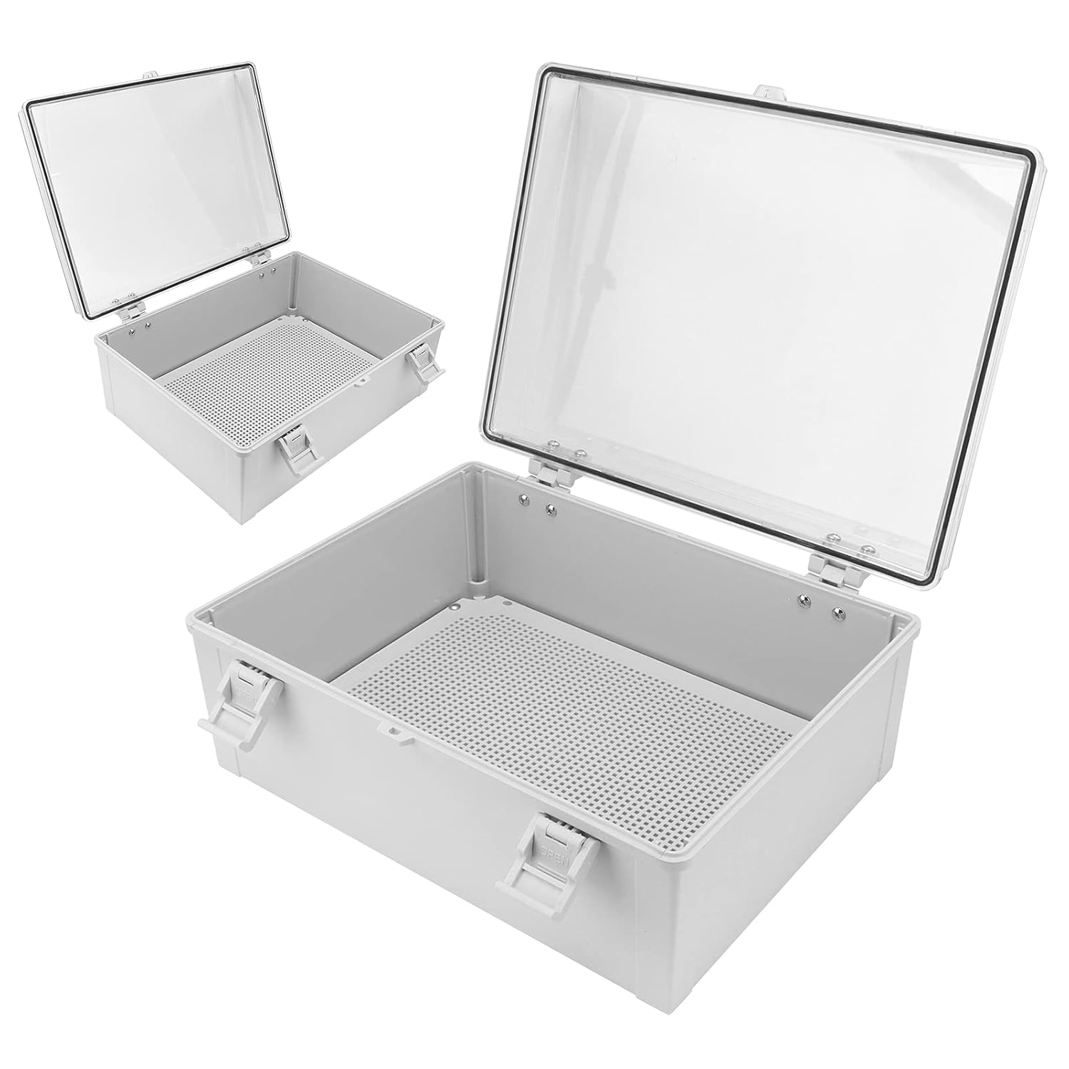 Large IP66 Water Proof Junction Box, ABS Enclosure with Clear Cover, for Wall, Grey and White, for Projects, Distribution Box image number 1