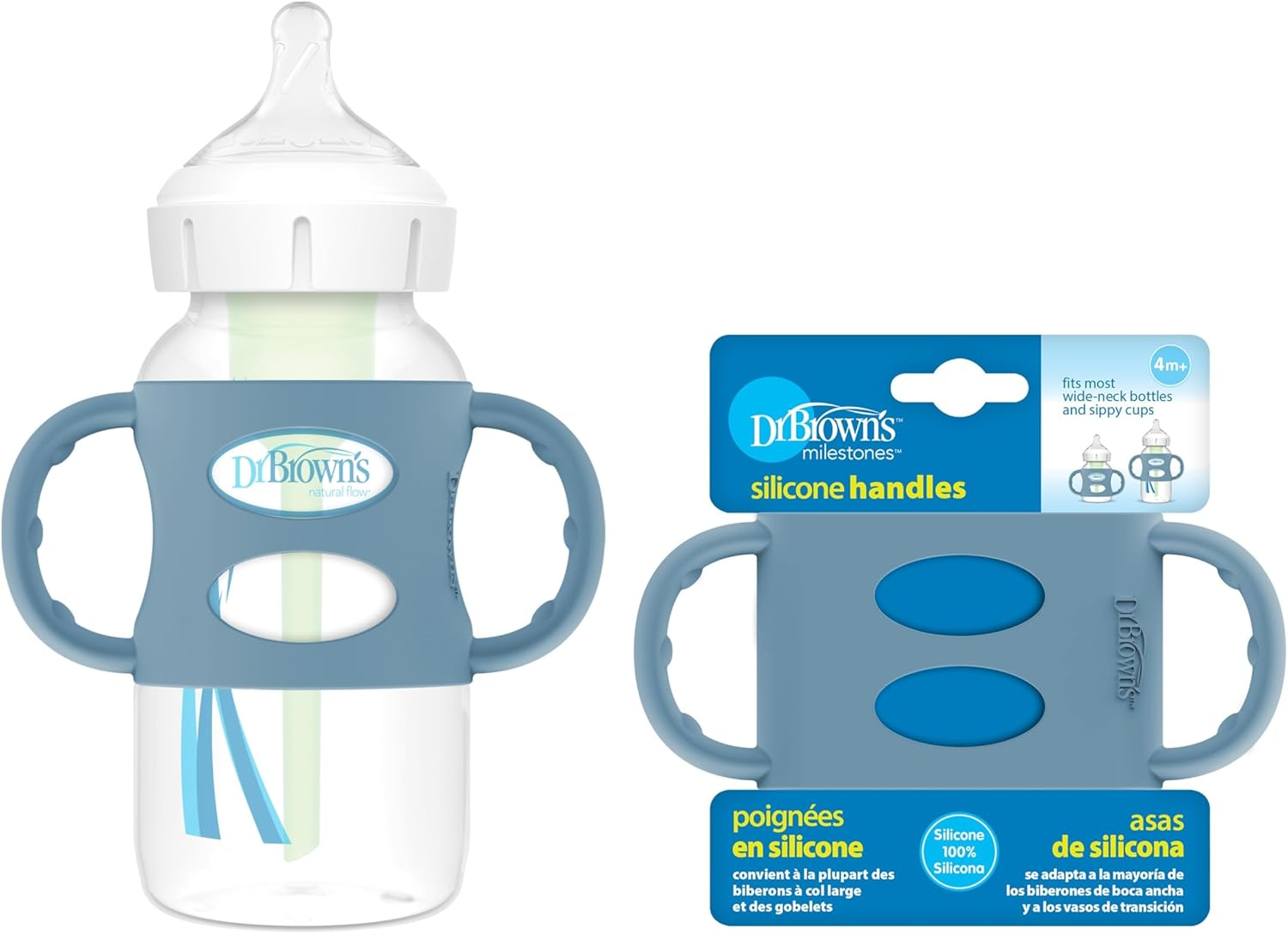 Dr. Brown'S Wide-Neck Silicone Handles, Blue image number 4