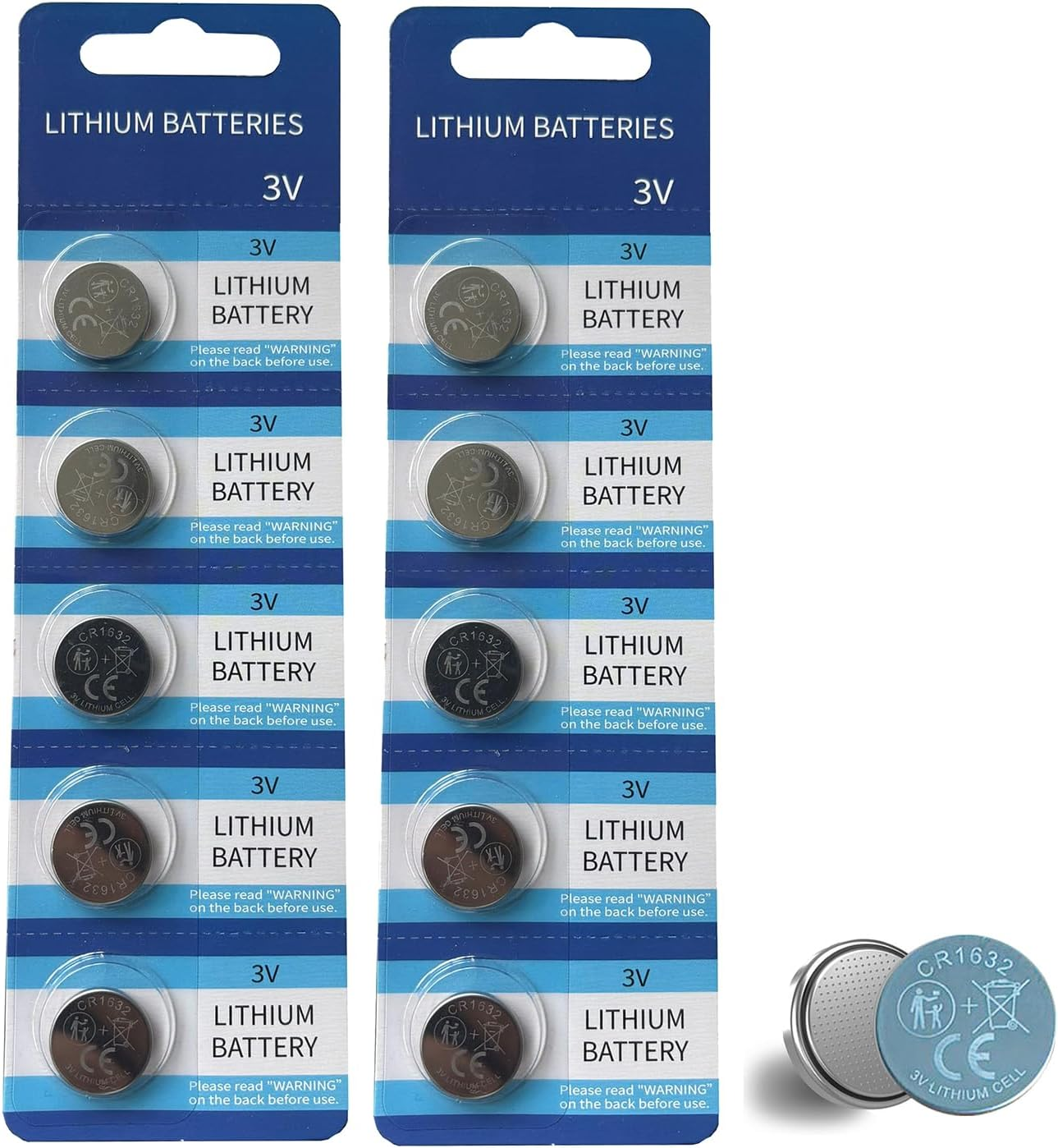 CR1632 Battery 3 Volt Lithium Coin Cell 1632 Batteries 10 Pack in Original Packaging for Watch, Car Key, Calculator, Electronic Scale, Toy image number 5
