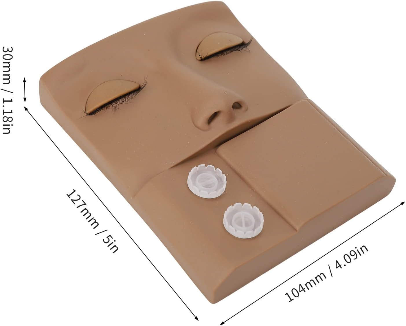 Lash Mannequin Head, 3 in 1 Eyelash Extension Mannequin Head with Lash Glue Rings Eyelash Extension Tray for Eyelid Eyelash Extension Practice Makeup Training, Soft Touch (Brown) - Brown image number 5
