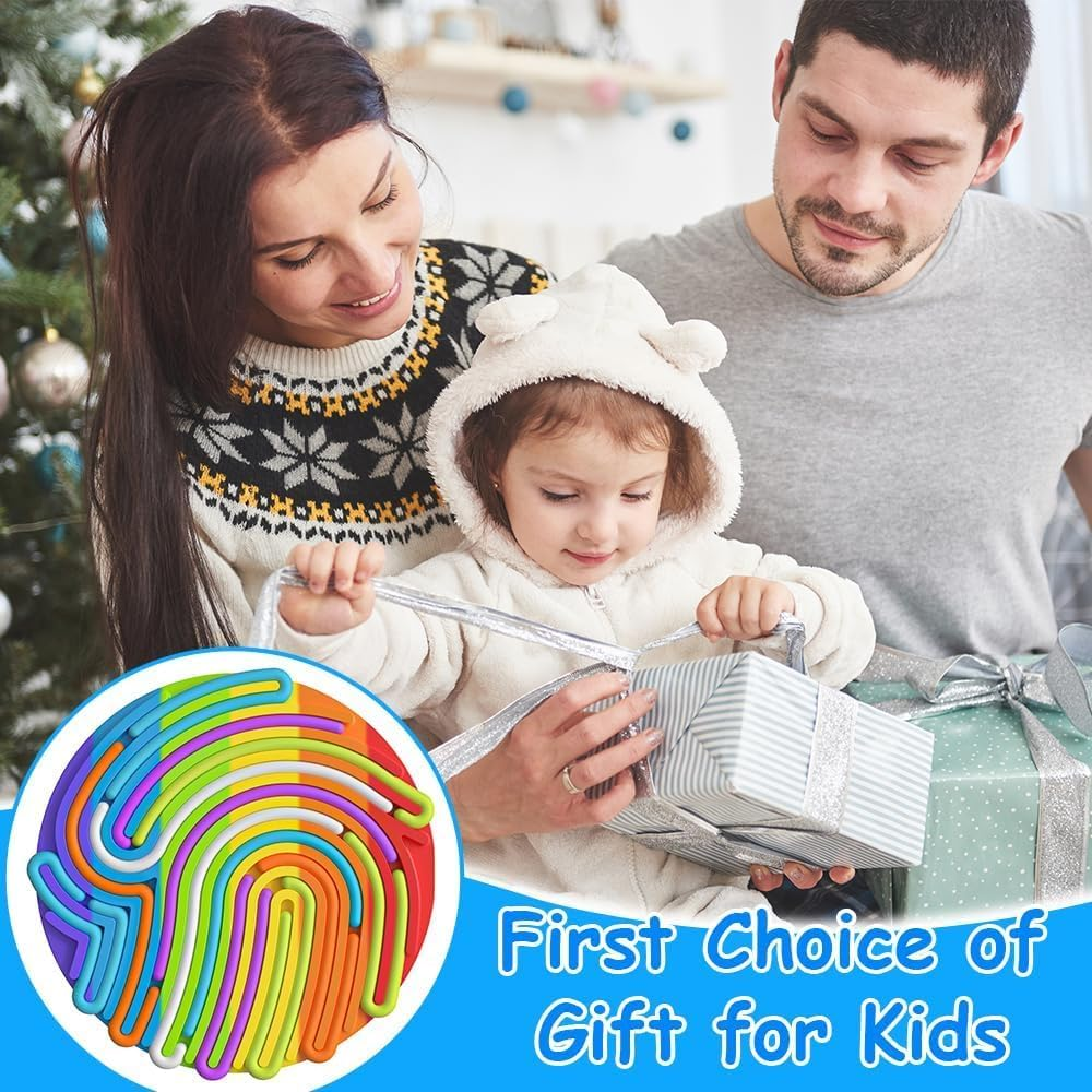 Sensory Activity Board, Silicone Fidget Toy for Autistic/Adhd/Stress/Anxiety, Silent Busy Pad for Kids & Adults Calming, Come with Travel Bag & 13 Strings