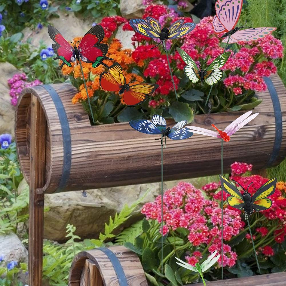 32 Pcs Butterfly Stakes, Garden Butterfly Ornaments - Patio Decor Butterfly Party Supplies Garden Stakes Decorative for Outdoor Yard Christmas Decorations image number 5