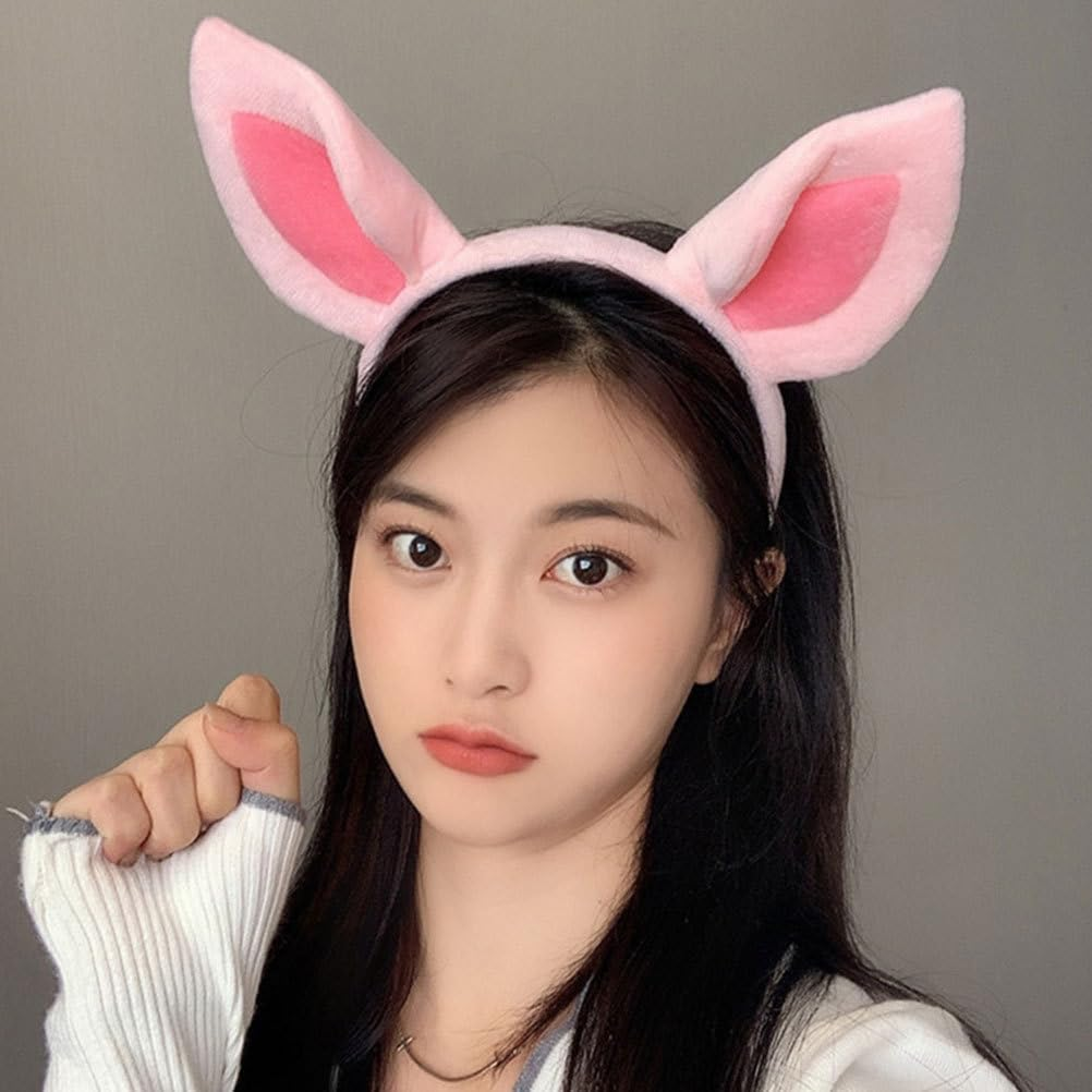 FRCOLOR 4Pcs Cute Plush Pig Ears Headband Elastic Animal Hair Hoop for Boy Girl Adults Soft Cosplay Accessory for Halloween Parties Skincare Everyday Wear image number 3