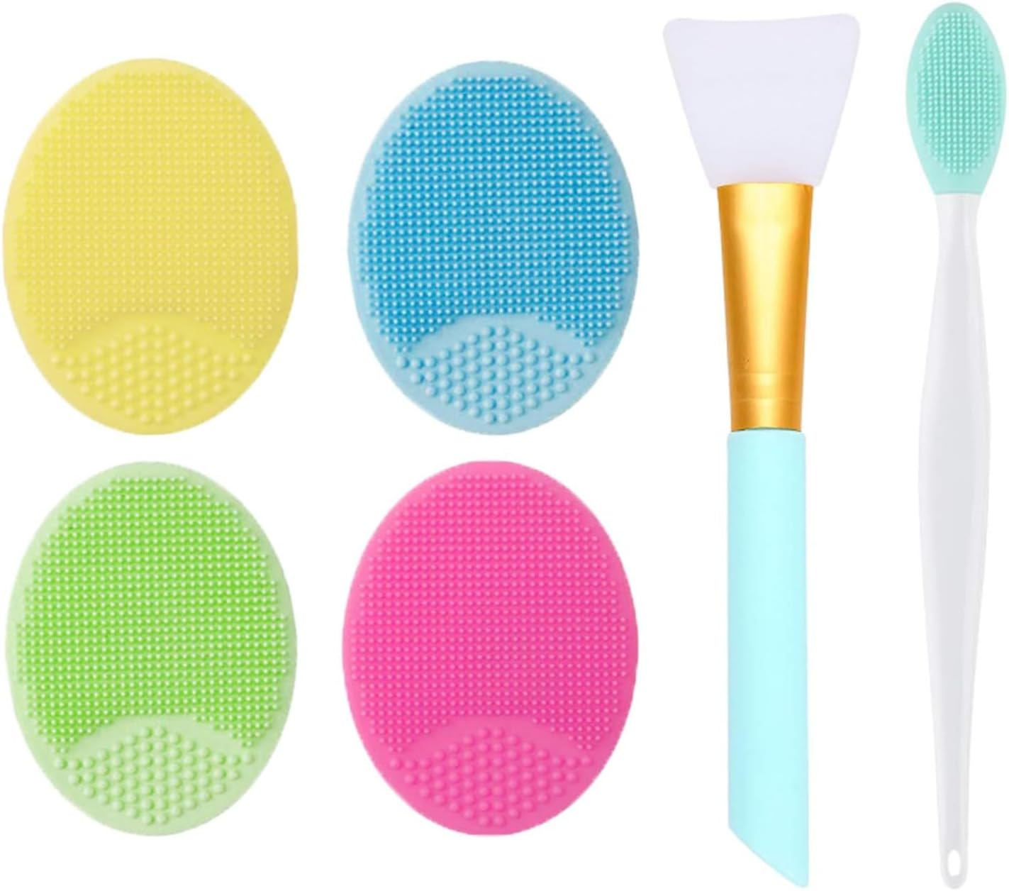LMXMGRG 6Pcs Silicone Face Scrubber Kit Facial Cleansing Brush Manual with Lip Exfoliator Brush Face Mask Brush for Skin Care image number 4