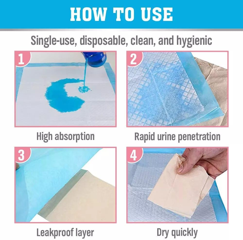 VAKA 105-Piece Pet Training Pads, Value Pack, Disposable Leak-Proof Dog Pee Pads, Fast Drying Pee Mats for Dogs, Cats, Rabbits Pets, 60X60Cm Pink - 105-Piece Blue Pads image number 5