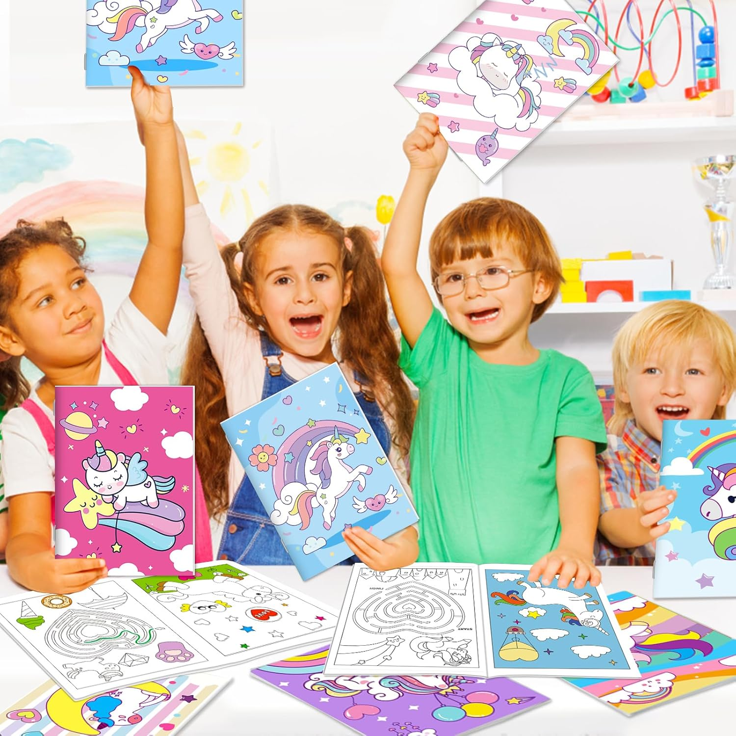24Pcs Magic Horse Mini Coloring Books for Kids Party Favors Bulk Gift Small Art Unicorm Drawing Activity Book for Birthday Goodie Bags Stuffer Filler Holiday Kindergarten School Classroom Supplies