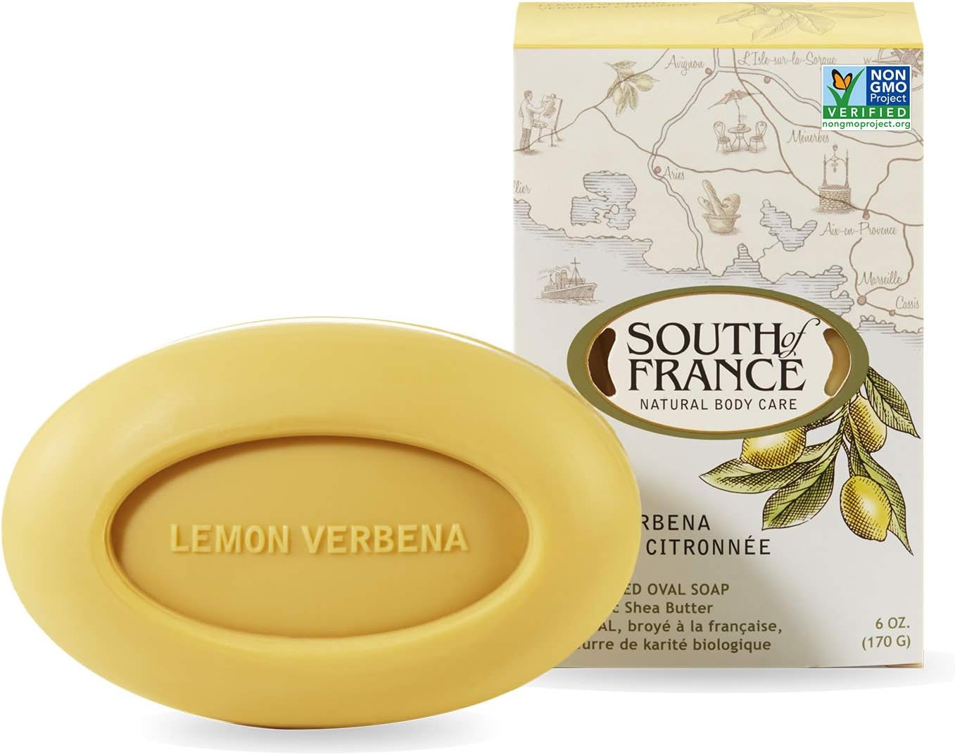 South of France Natural Body Care South of France Lemon Verbena Bar Soap, 6 Ounces