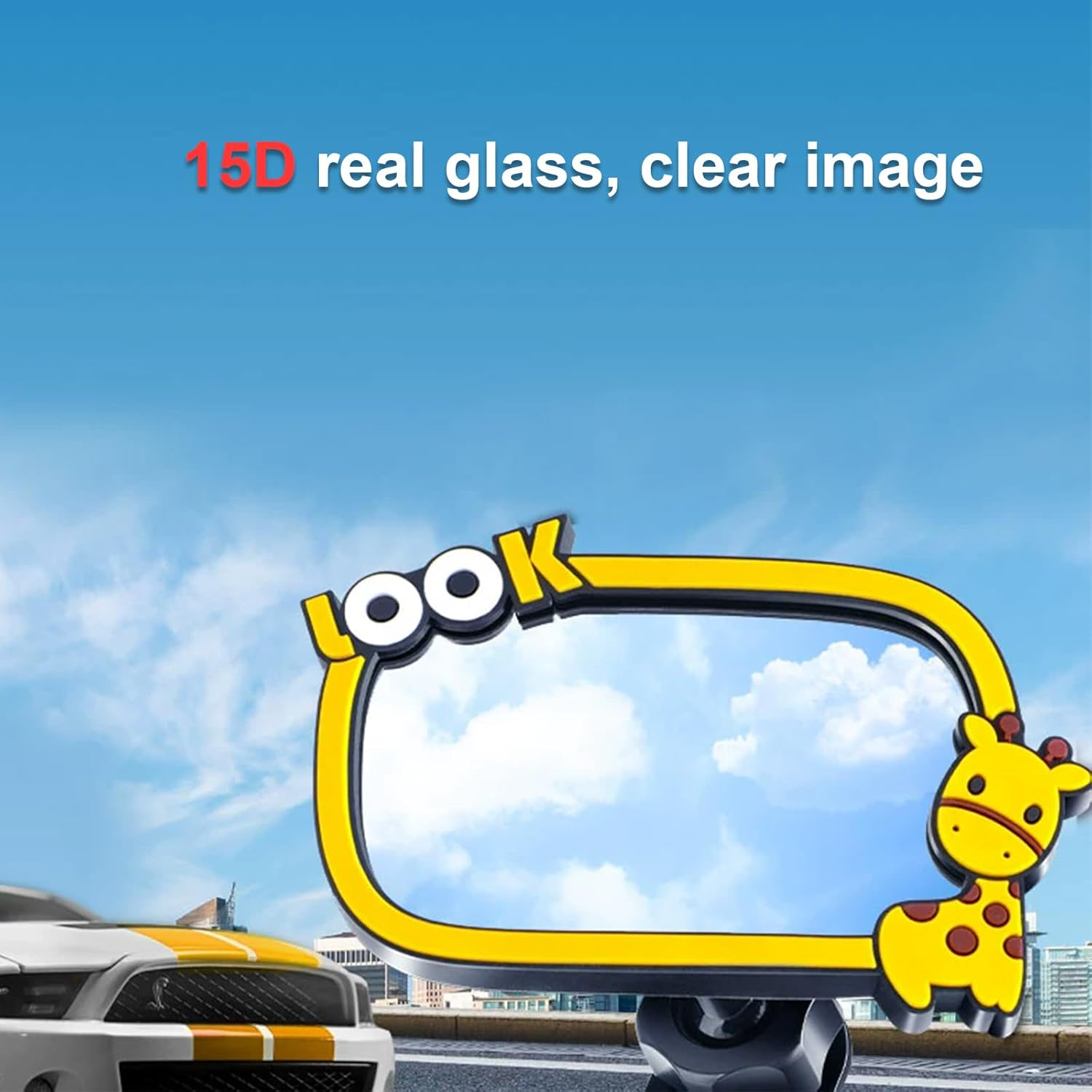 CERITORN Universal Car Interior Rearview Baby Mirror Wide Angle Convex Mirror Clip-On Mirrors for Viewing Rear Passengers(Giraffe) image number 5