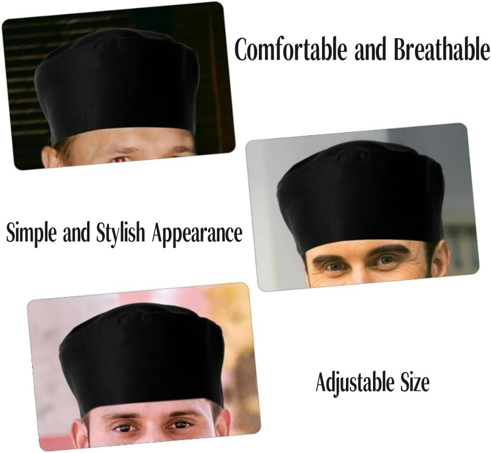 Goxfaca Cooking Work Hat Caps Serving Hats Kitchen Cooking Hat Restaurant Chef Hat Restaurant Uniform Cap Portable Black image number 5