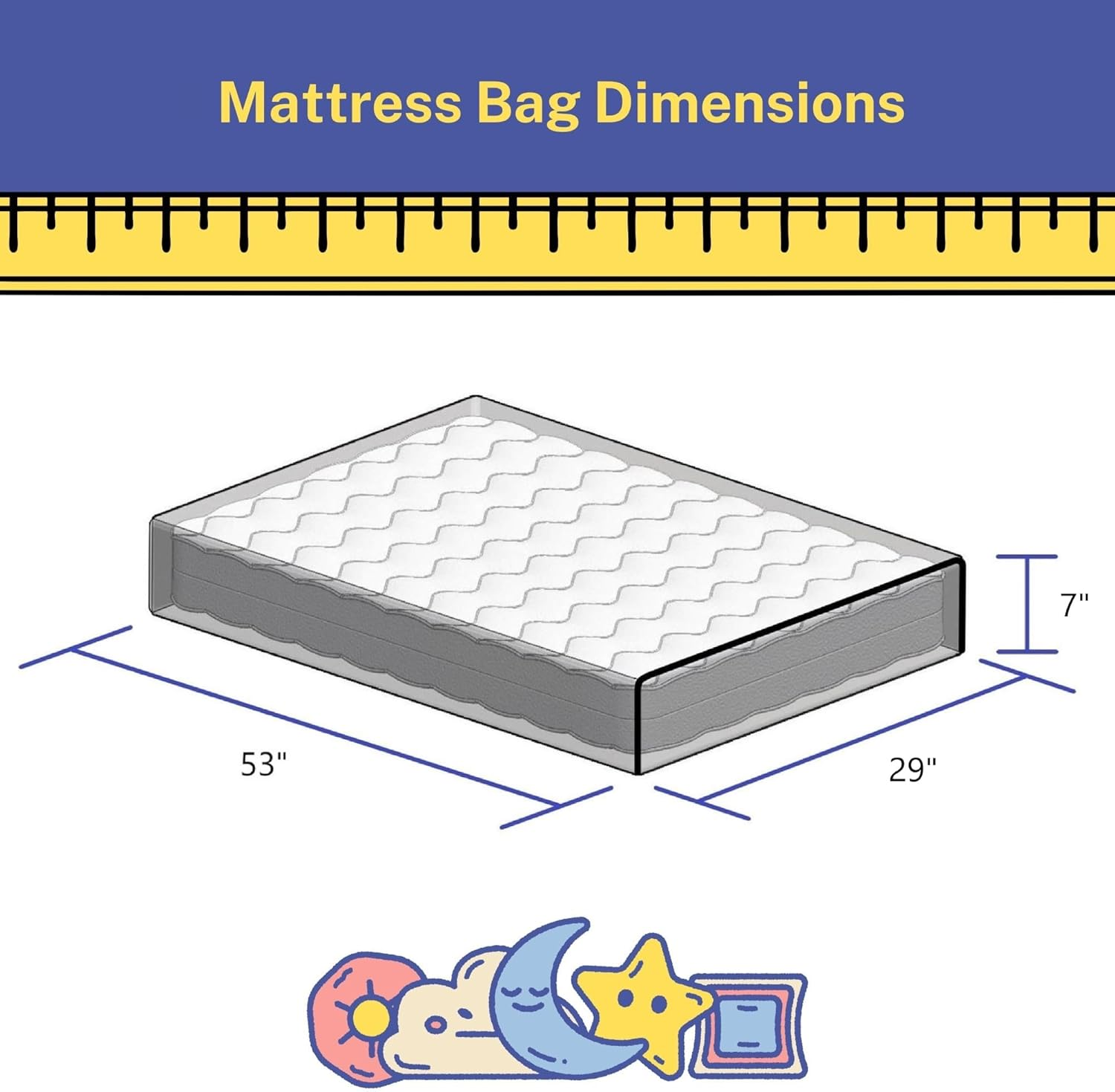 Wenses Crib Mattress Storage Bag with Zipper, 5 Mil Clear Plastic Cover for Moving, Includes Accessory Bags image number 1