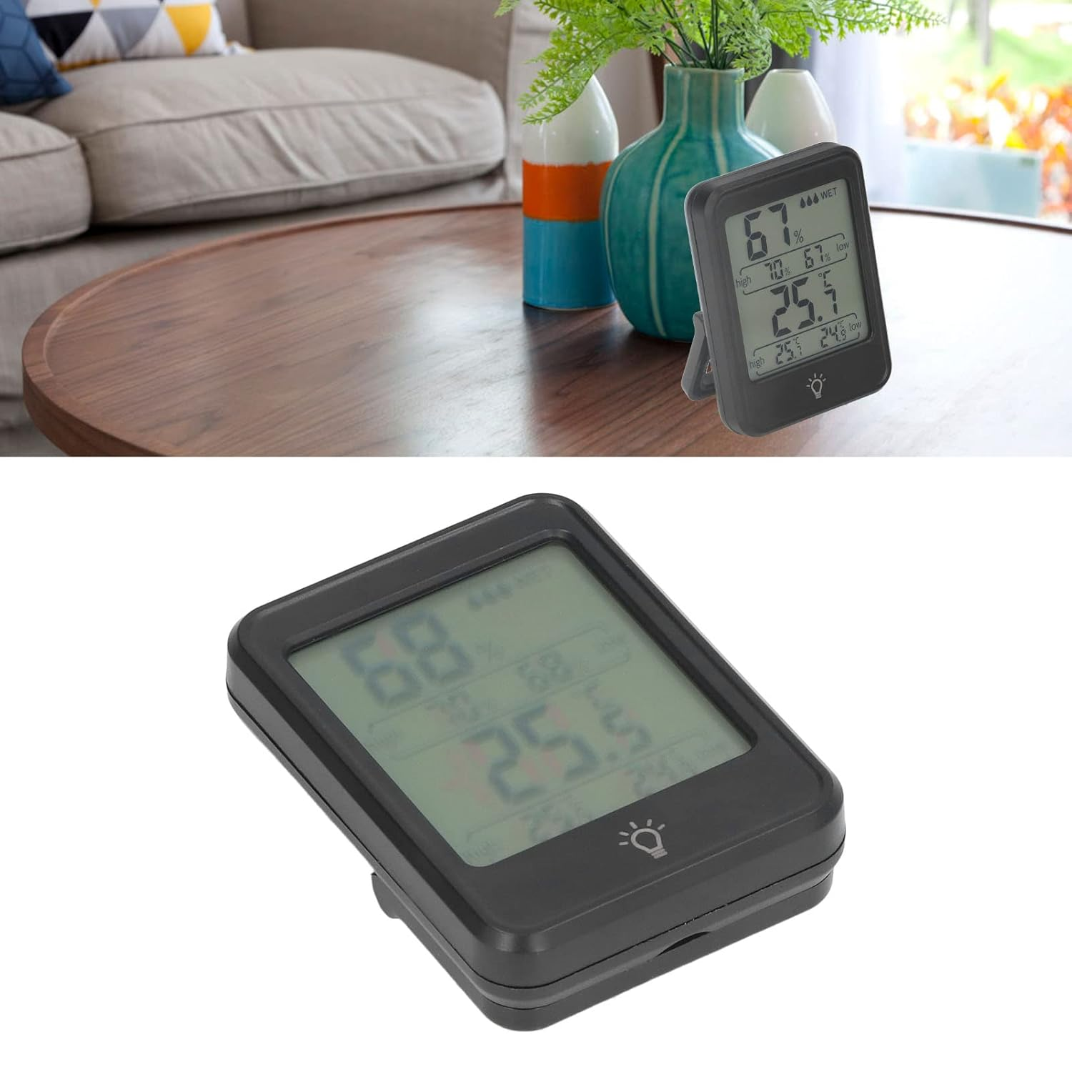 Tnfeeon Digital Thermometer and Hygrometer,Clear LCD Screen, HIGH Accuracy, Cartoon FACE Indicator, Wide Application, Easy to Use, Indoor and Outdoor Use, for Home and Office