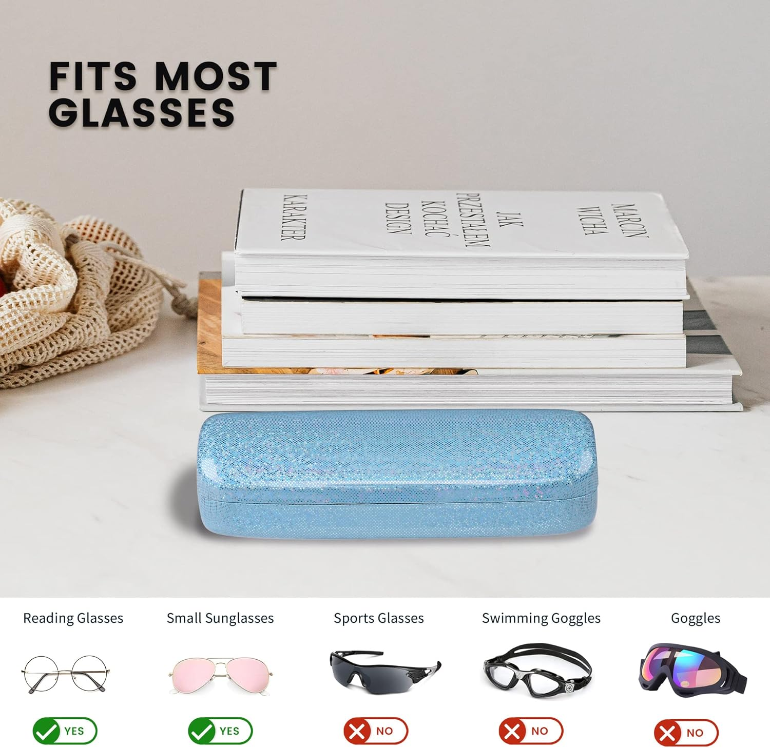 Molshine 2 Pieces Hard Shell Glasses Case,Laser Eyeglasses Case for Women or Men Small Sunglasses image number 5