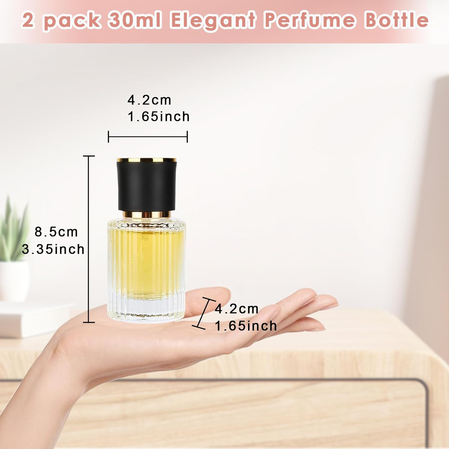 XUSSMM Pack of 2 Refillable Perfume Atomisers, 30 Ml round Perfume Bottle, Perfume Atomiser for on the Go, Portable Spray Bottle with Practical Accessories for Perfume, Travel, Cosmetics (30 Ml) image number 3