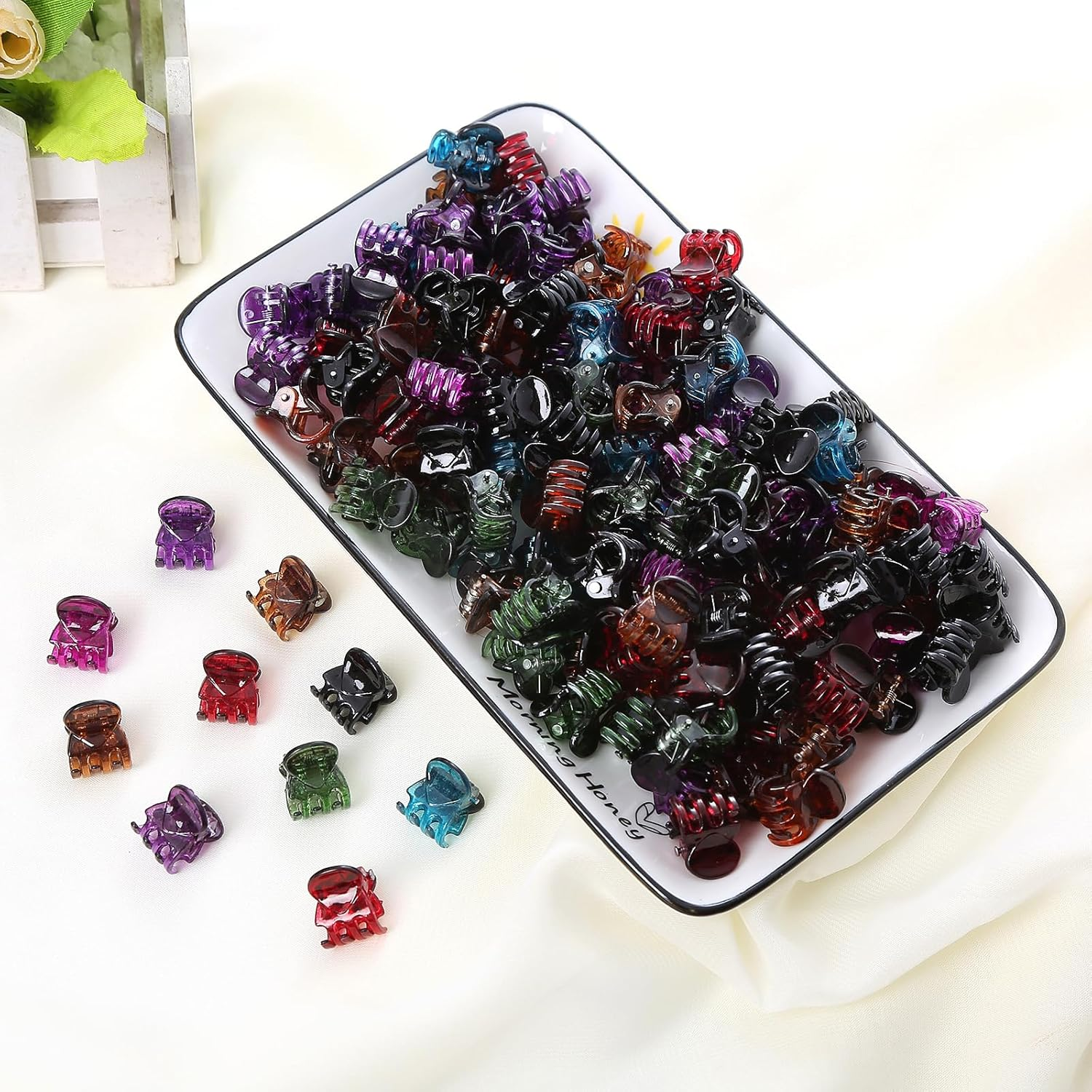 Blausky Pack of 50 Mini Hair Claw Clips, Cute Hair Clips, Small, Non-Slip Hair Grippers, Colourful Hair Styling Accessories, Small Hair Clips as a Women and Women, Colour C image number 1