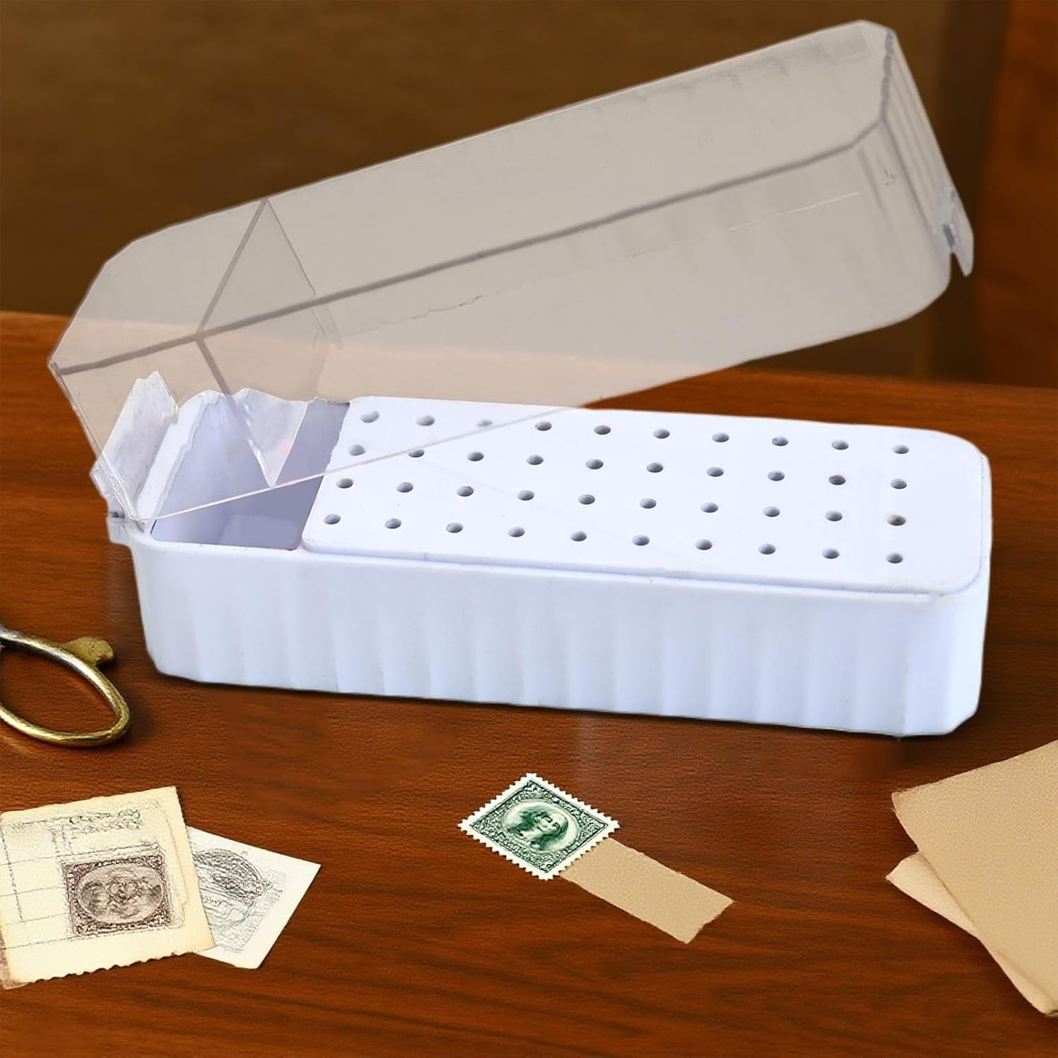 Jiimhte Nail Drill Bit Case, 40-Hole Nail Drill Bit Organizer, Transparent Lid Display Box Dustproof Grinding Tips for Home Manicure Gel Polish Removal Pedicure Prep Cuticle Care - Pink image number 4